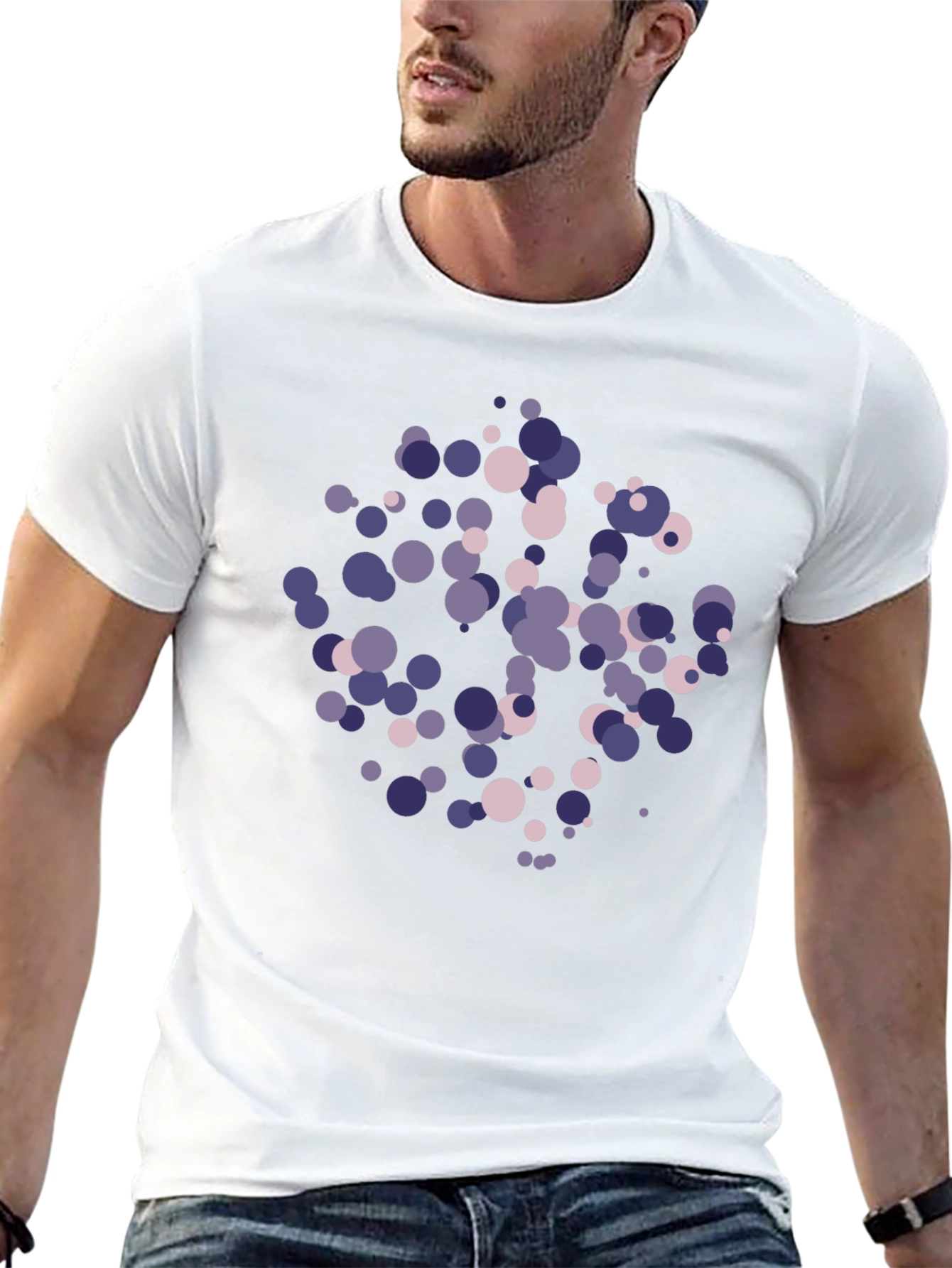 Abstract Circle Pattern Black T-Shirt