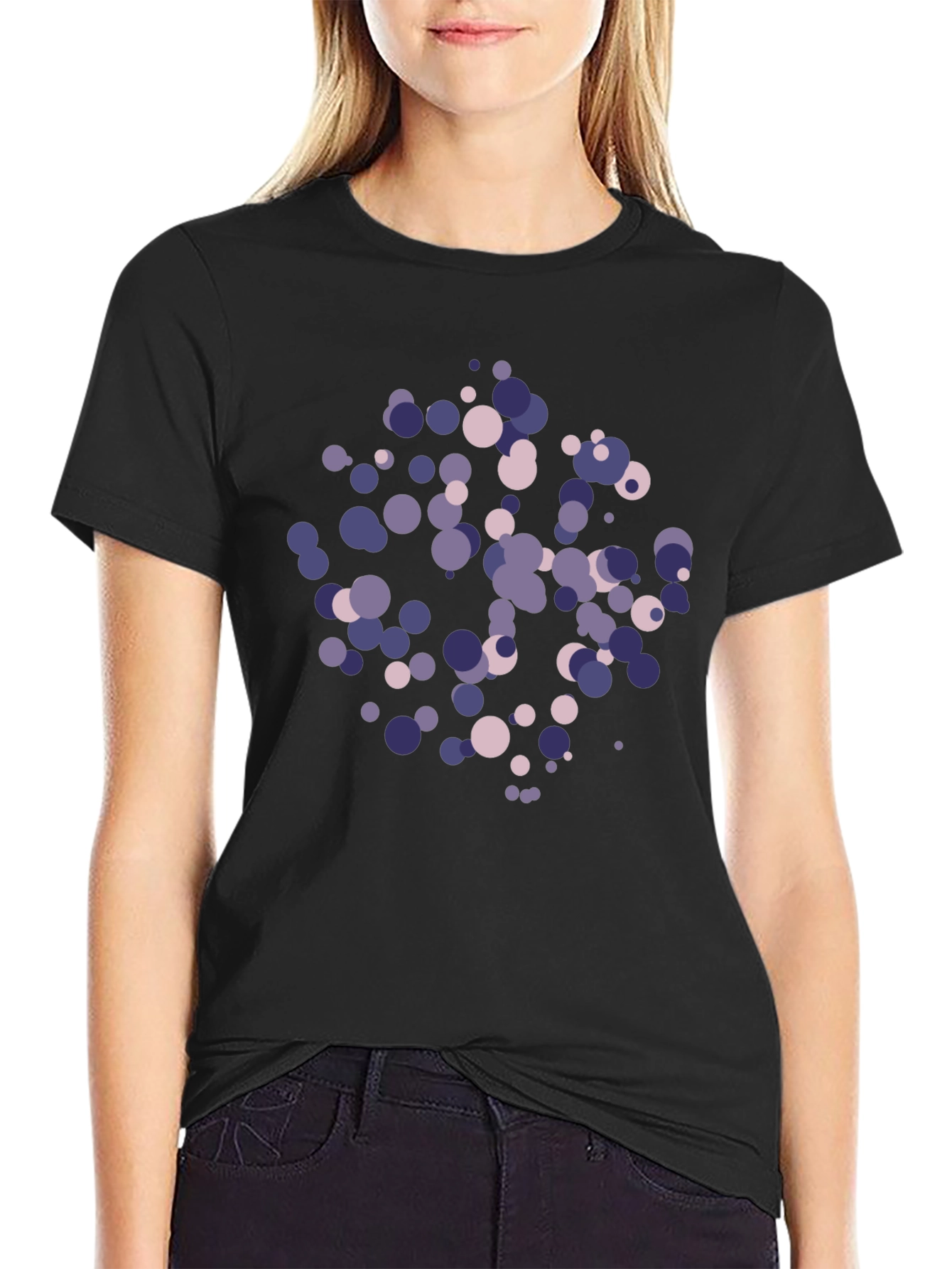 Abstract Circle Pattern Black T-Shirt