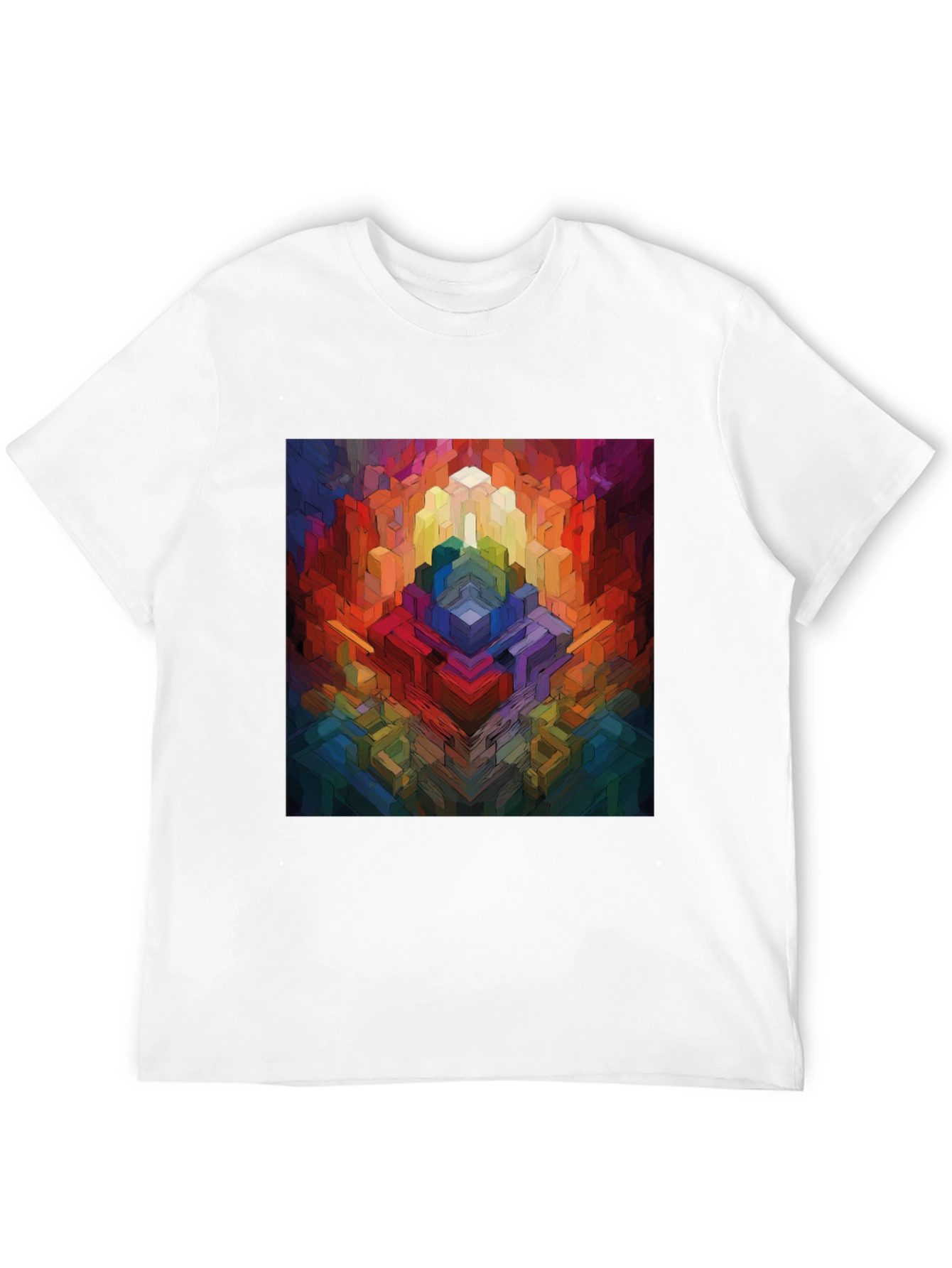 Abstract Geometric Graphic Tee - Colorful Pixel Art Shirt