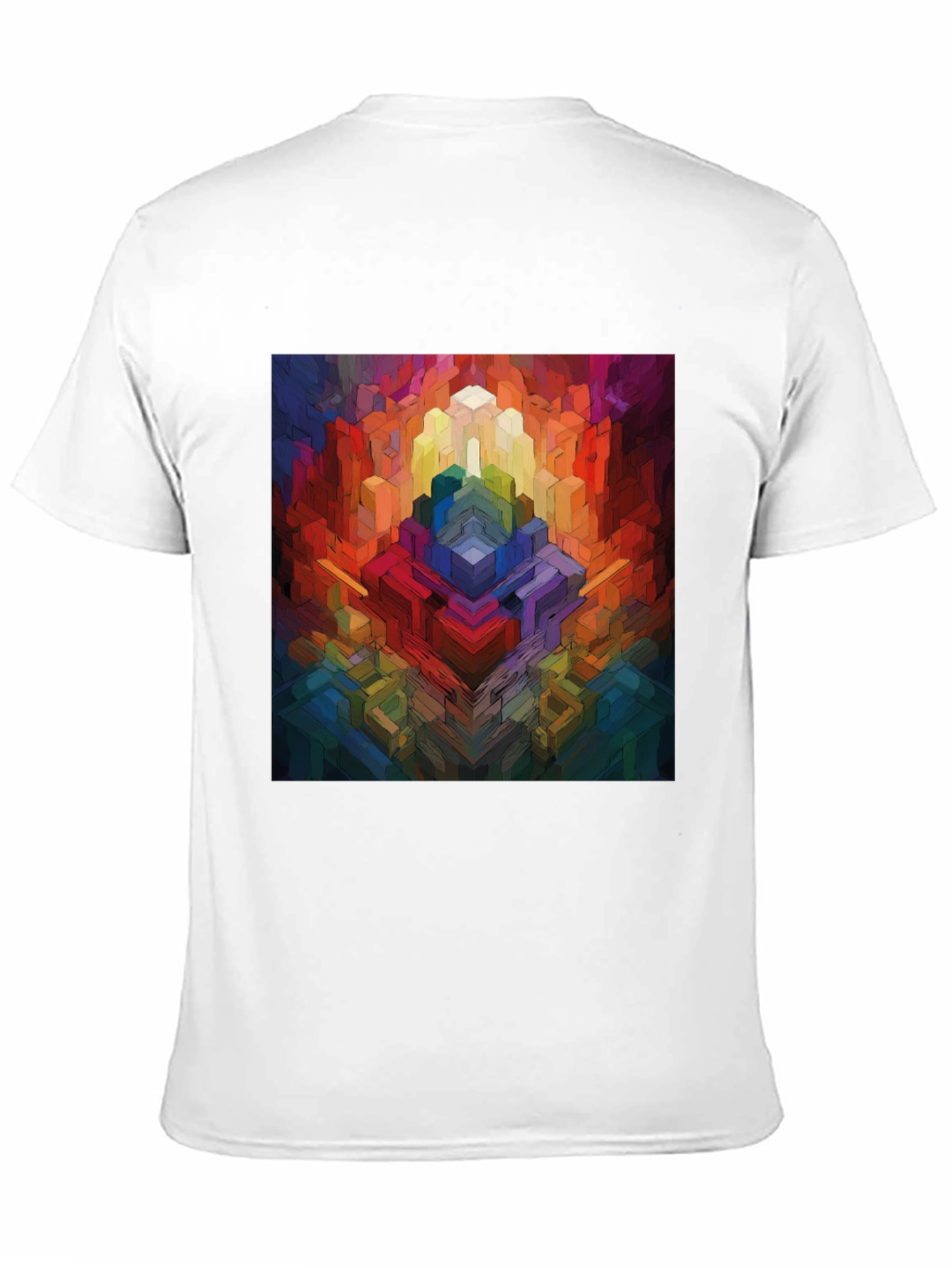 Abstract Geometric Graphic Tee - Colorful Pixel Art Shirt