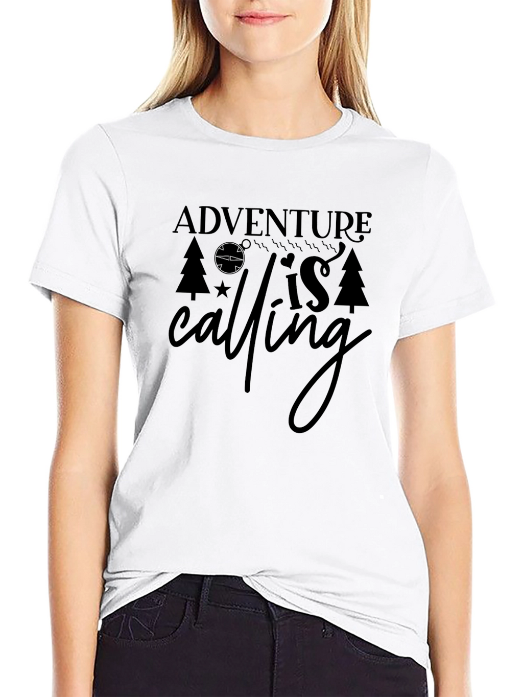 Adventure is Calling Black Graphic Tee