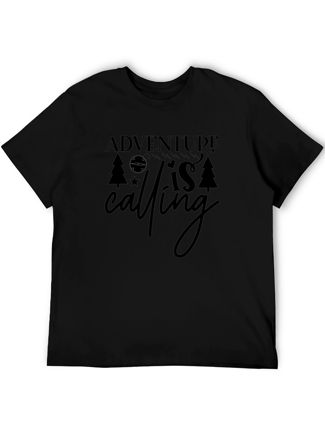 Adventure is Calling Black Graphic Tee