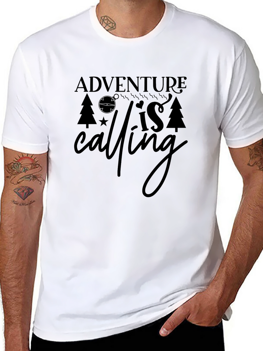 Adventure is Calling Black Graphic Tee