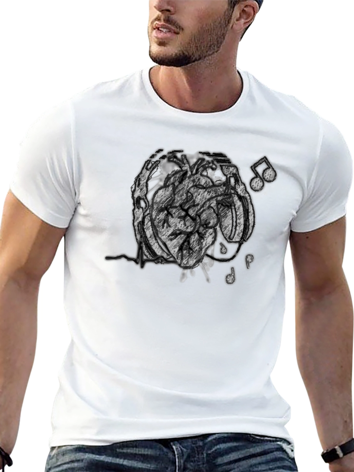 Abstract Brain Music Tee - Stylish Cotton Blend T-Shirt