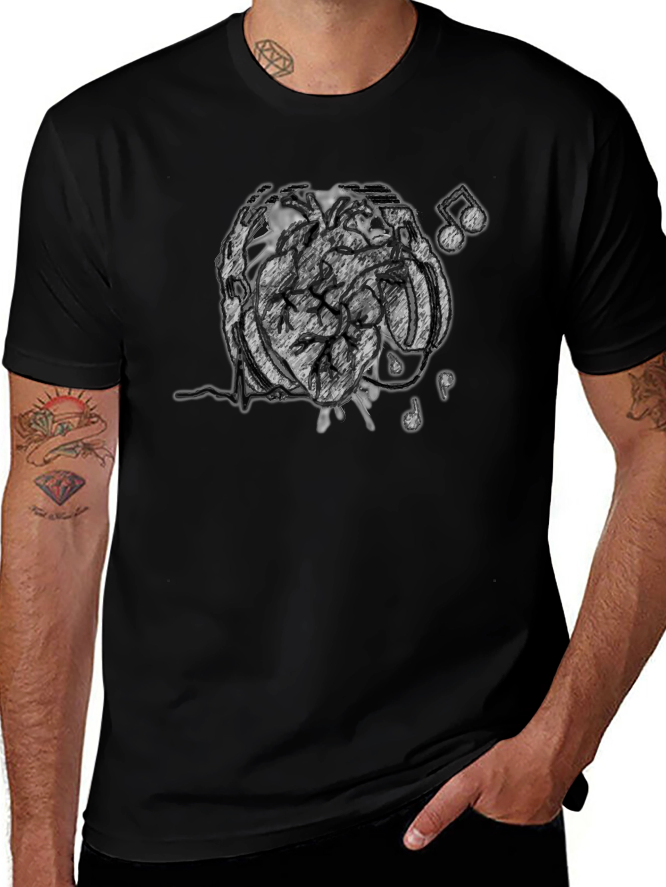 Abstract Brain Music Tee - Stylish Cotton Blend T-Shirt