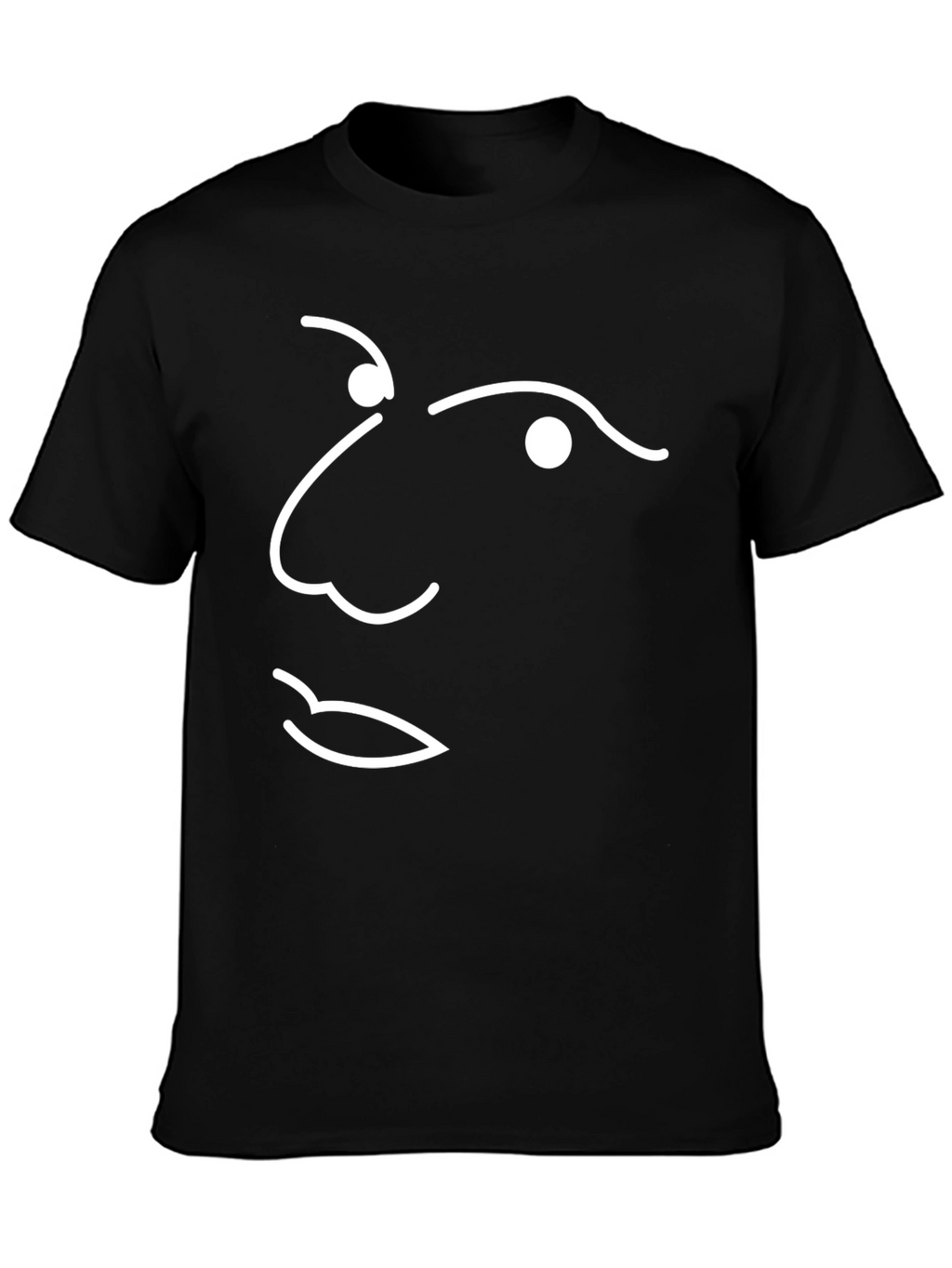 Abstract Face Line Art Black T-Shirt
