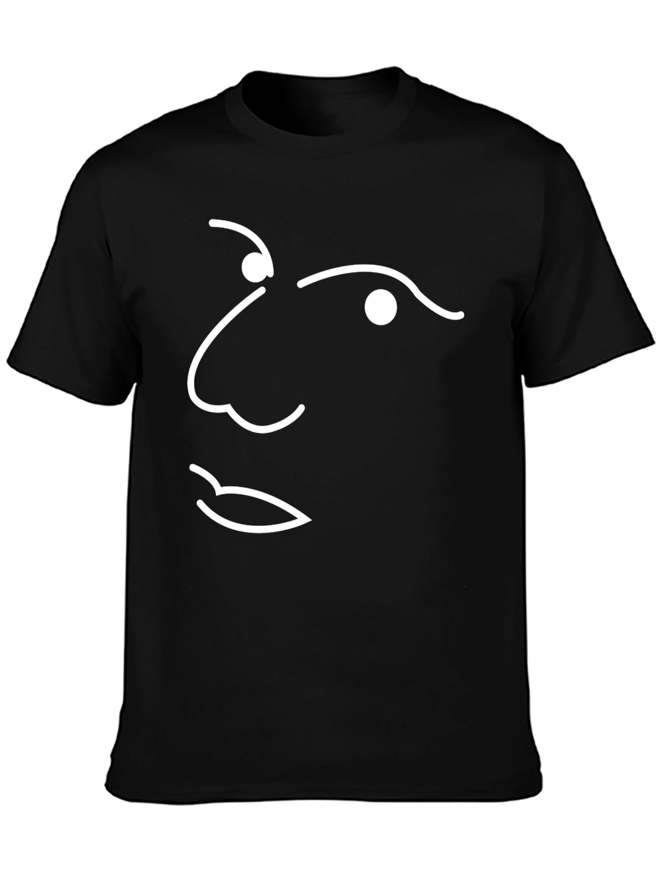 Abstract Face Line Art Black T-Shirt