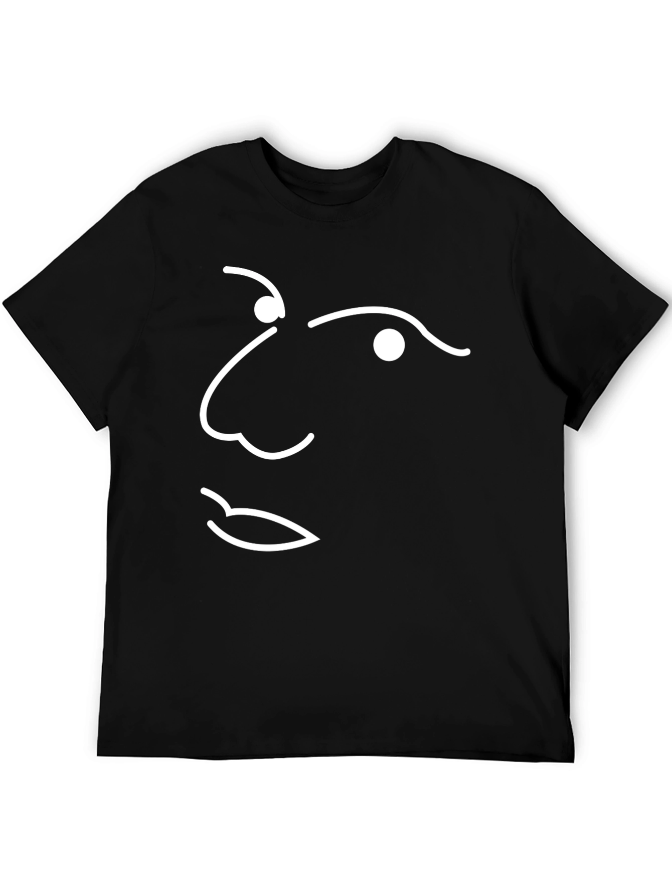 Abstract Face Line Art Black T-Shirt