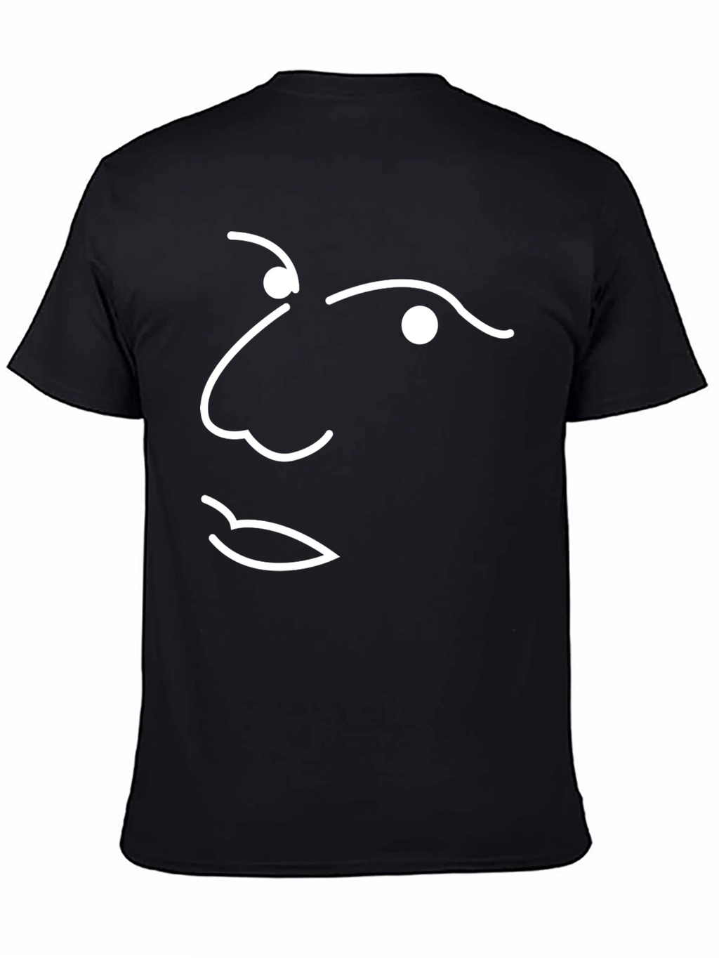 Abstract Face Line Art Black T-Shirt