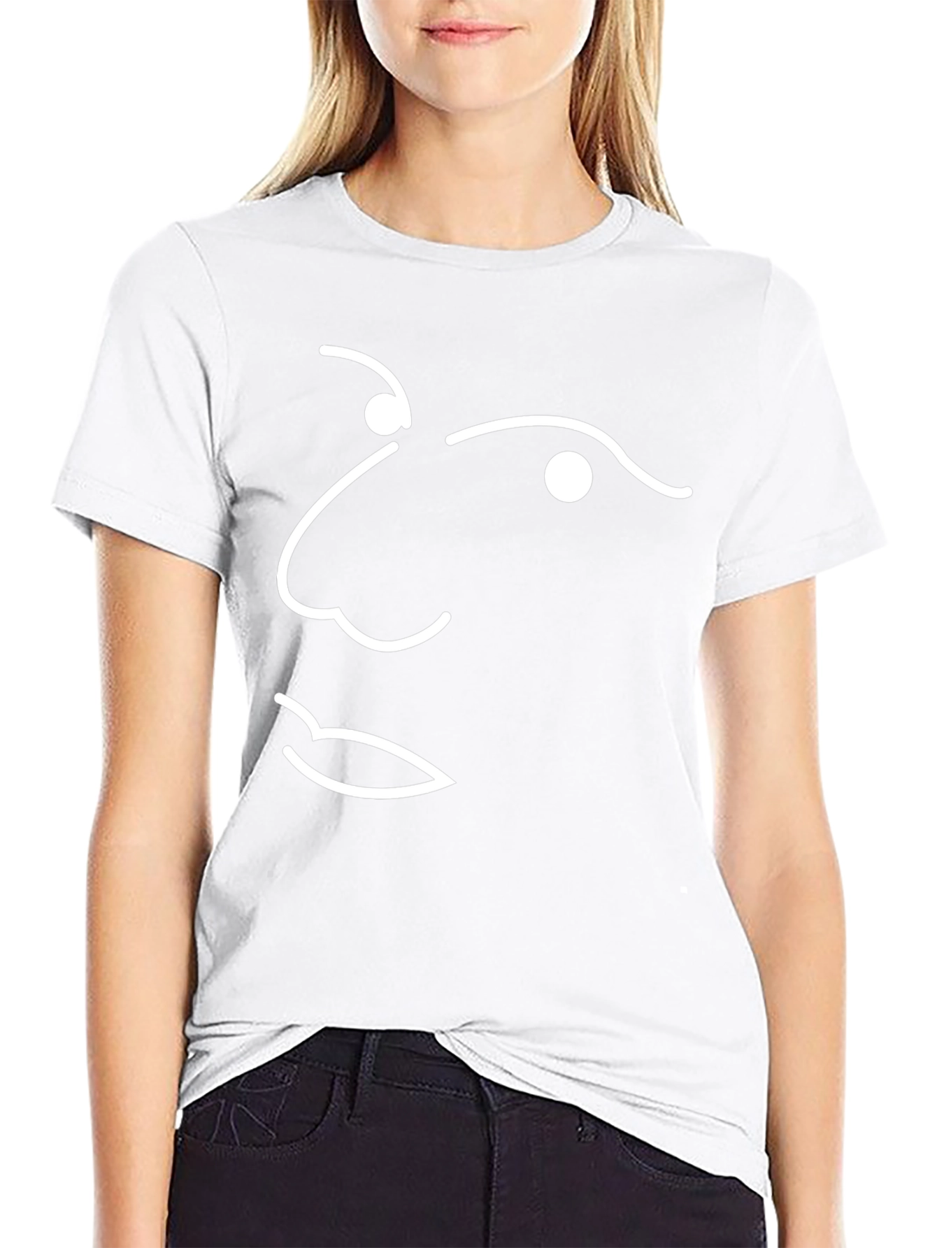 Abstract Face Line Art Black T-Shirt