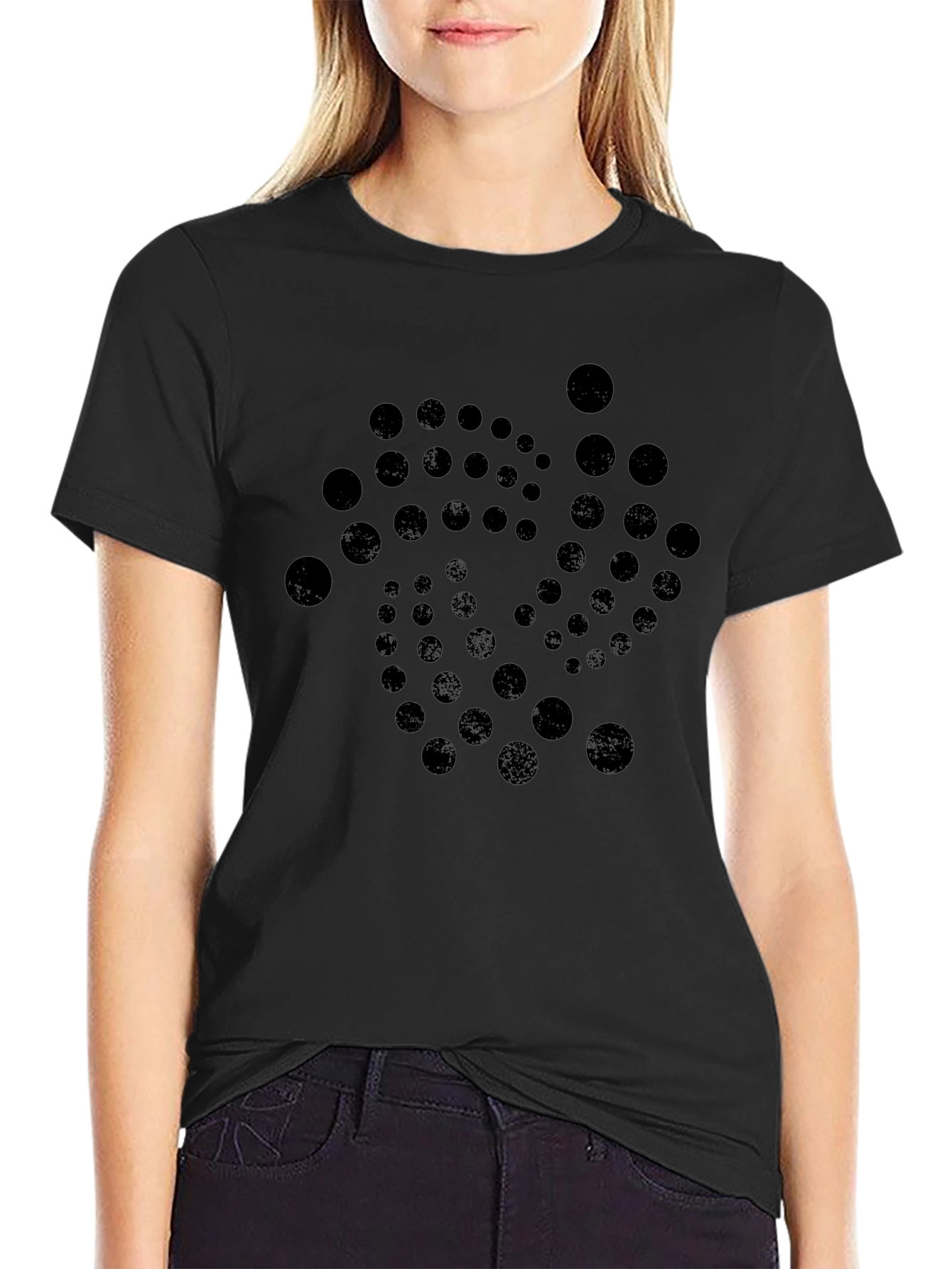Abstract Dot Pattern Black T-Shirt