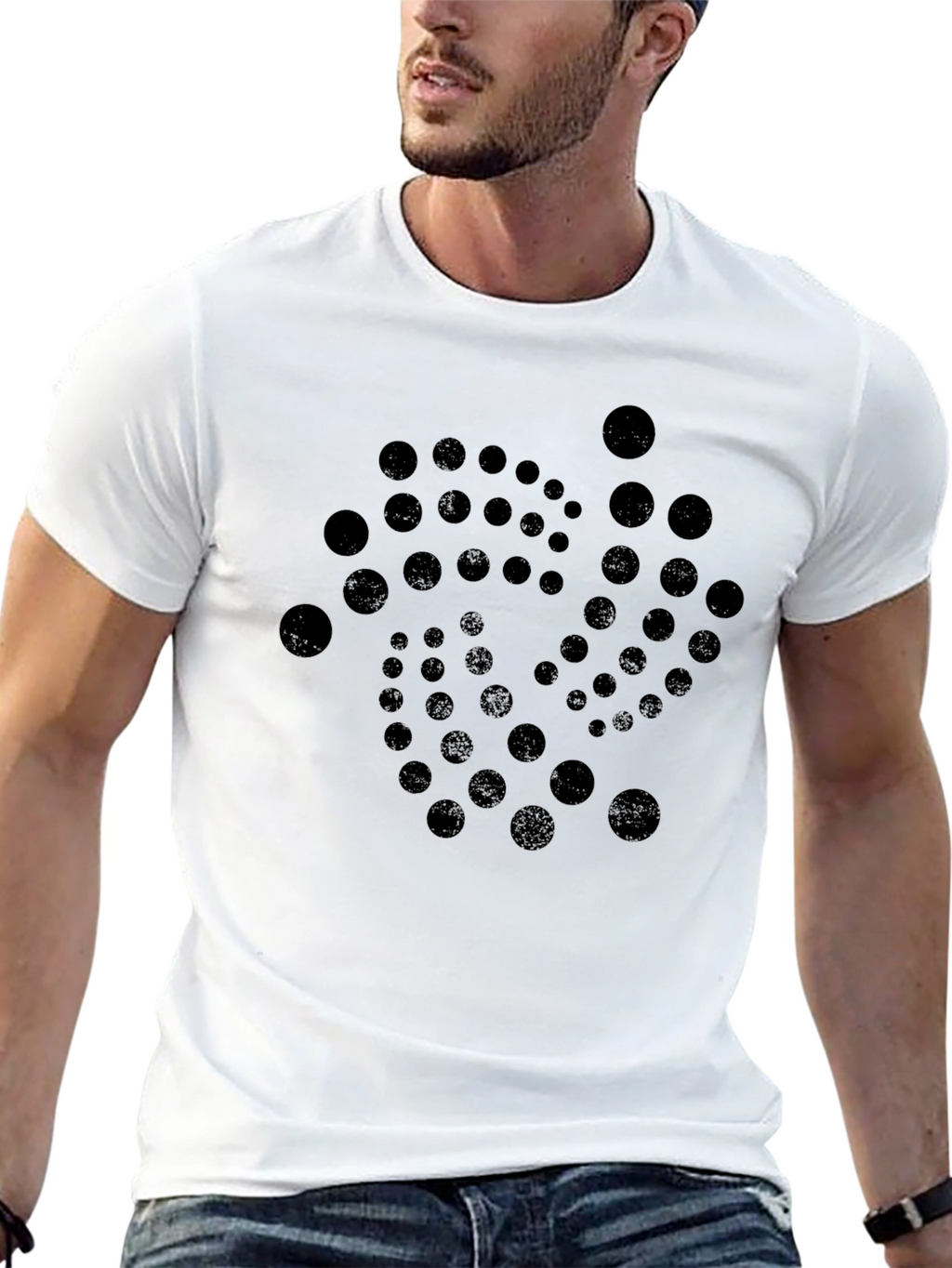 Abstract Dot Pattern Black T-Shirt