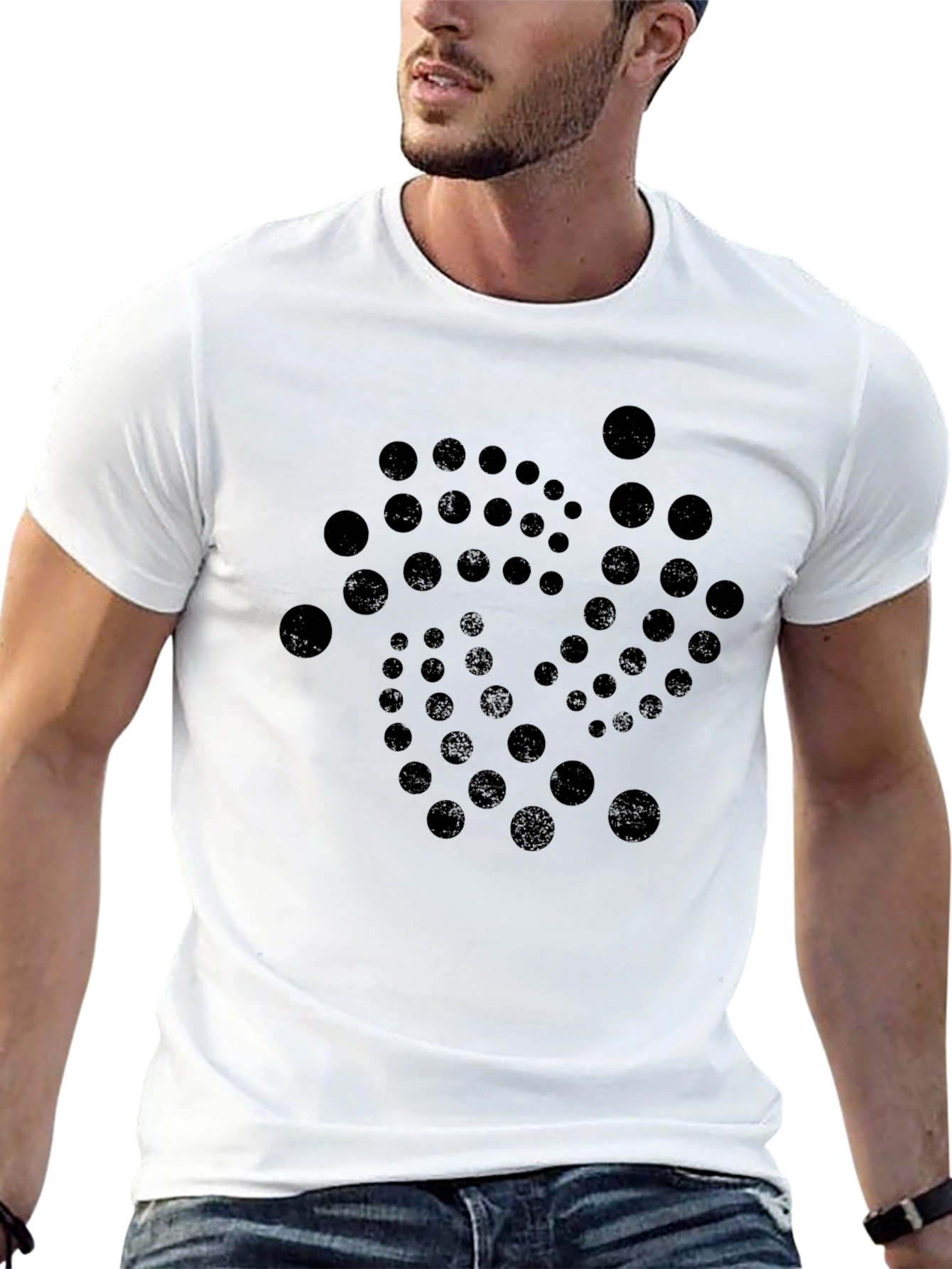 Abstract Dot Pattern Black T-Shirt