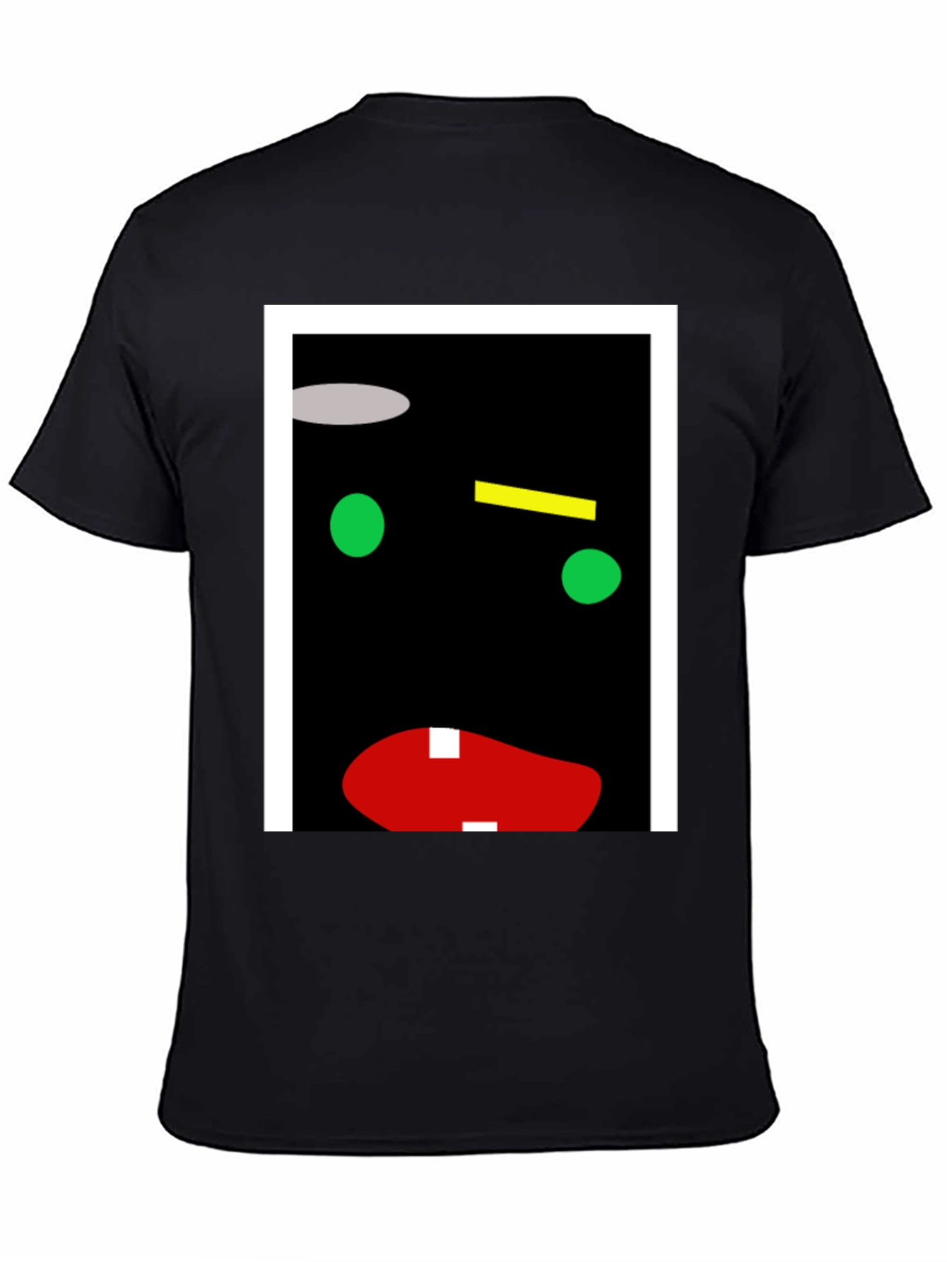 Abstract Face Graphic Print Black T-Shirt
