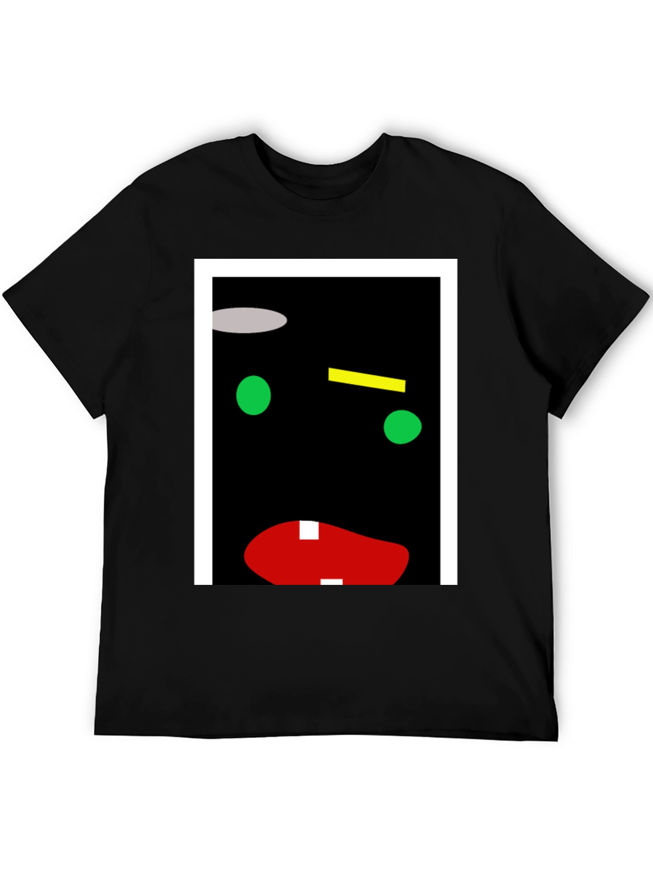 Abstract Face Graphic Print Black T-Shirt