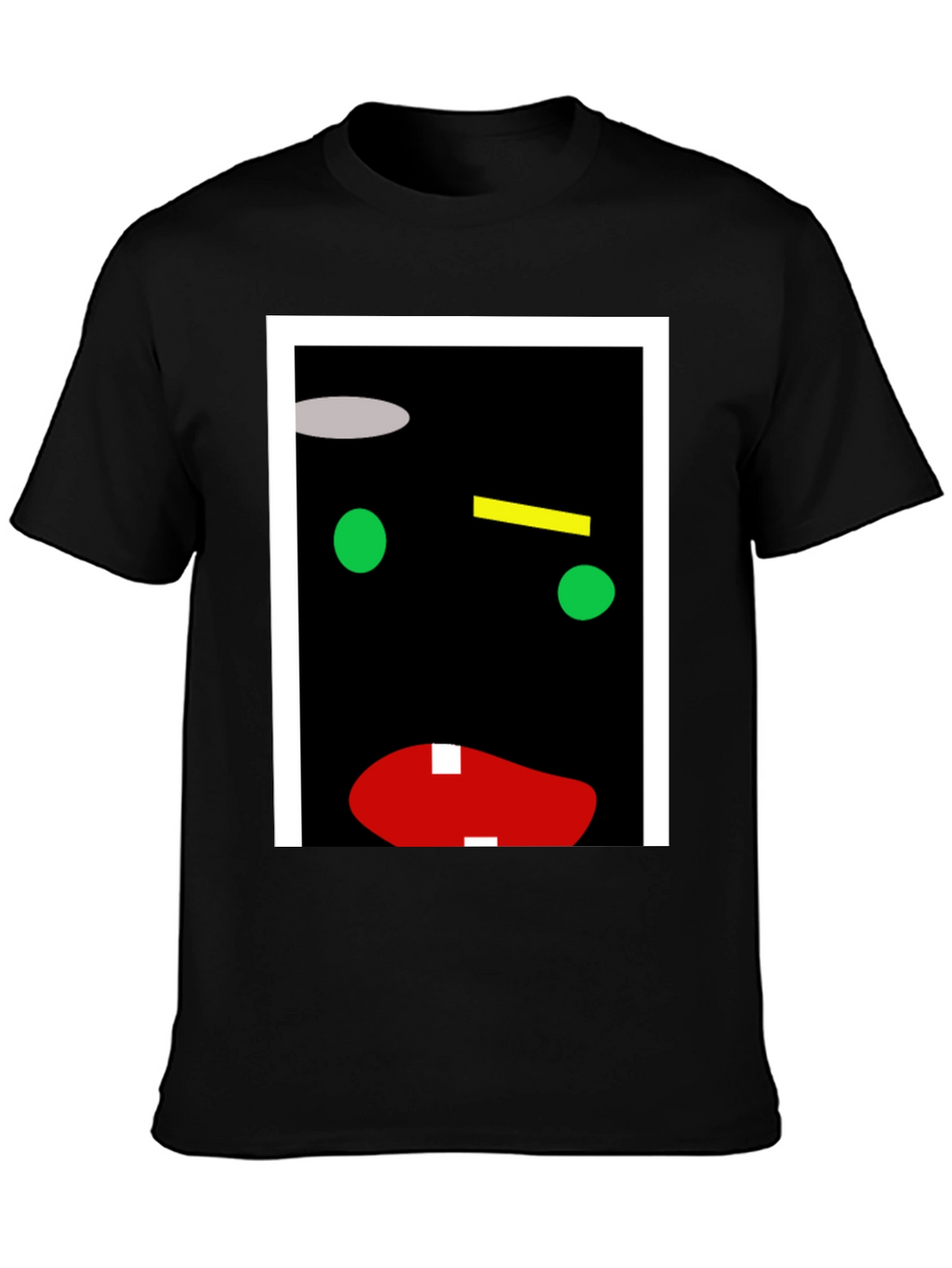Abstract Face Graphic Print Black T-Shirt