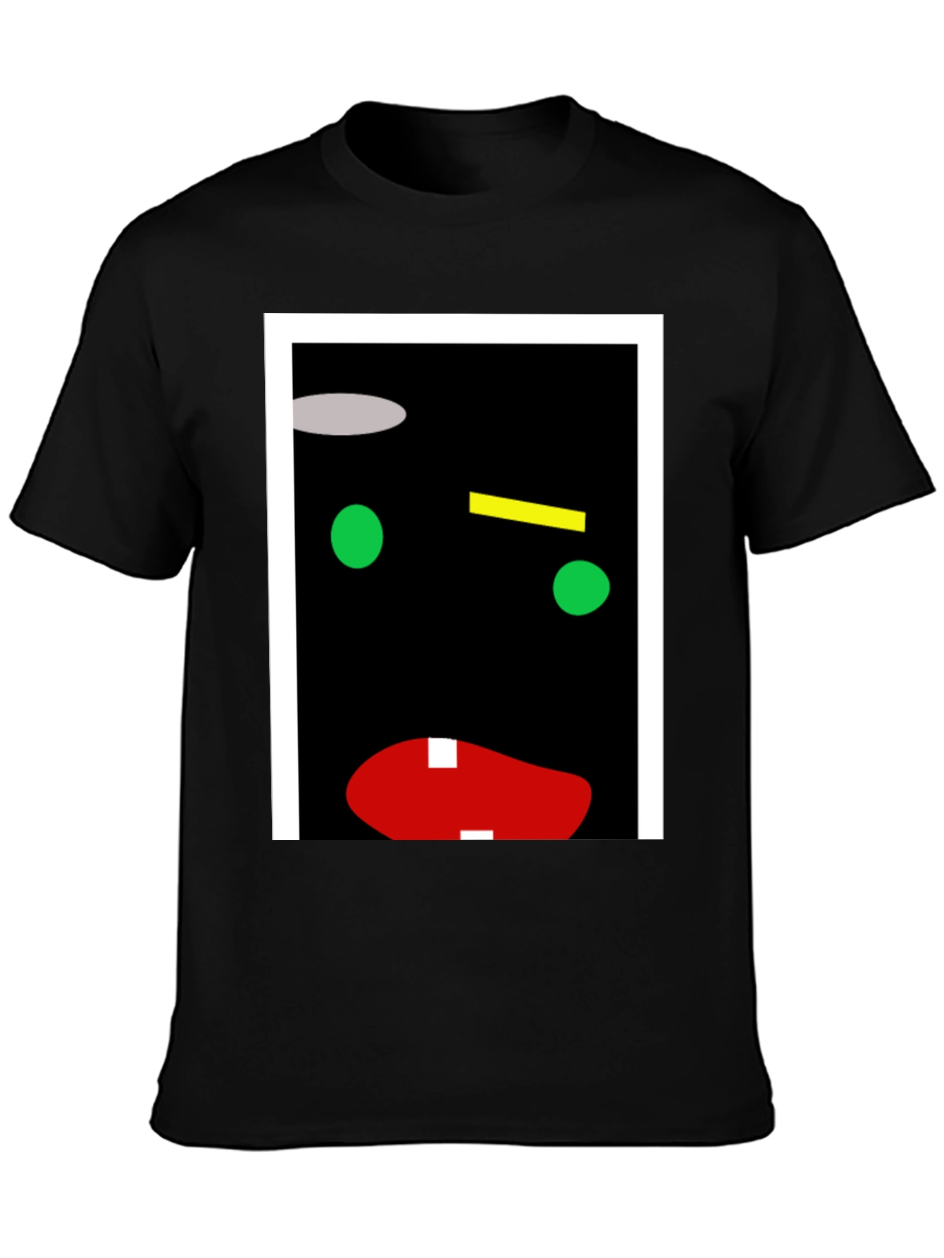 Abstract Face Graphic Print Black T-Shirt