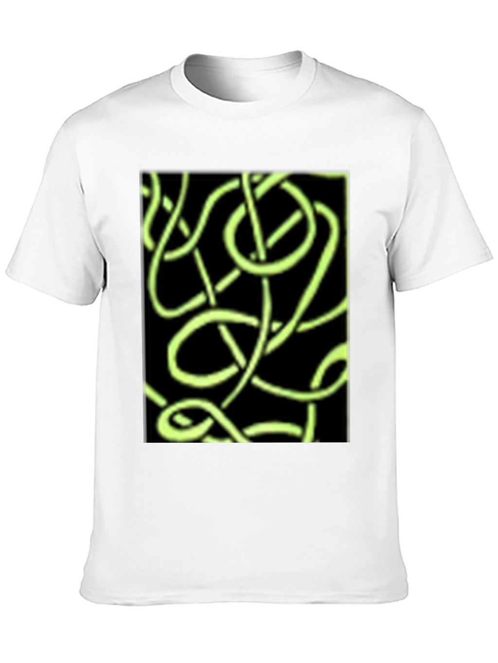 Abstract Neon Green Lines Graphic Black T-Shirt