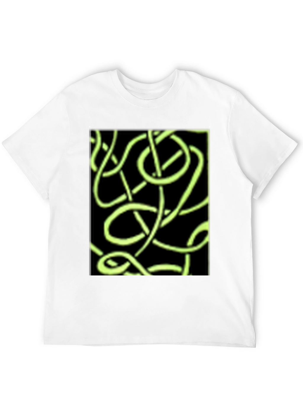 Abstract Neon Green Lines Graphic Black T-Shirt