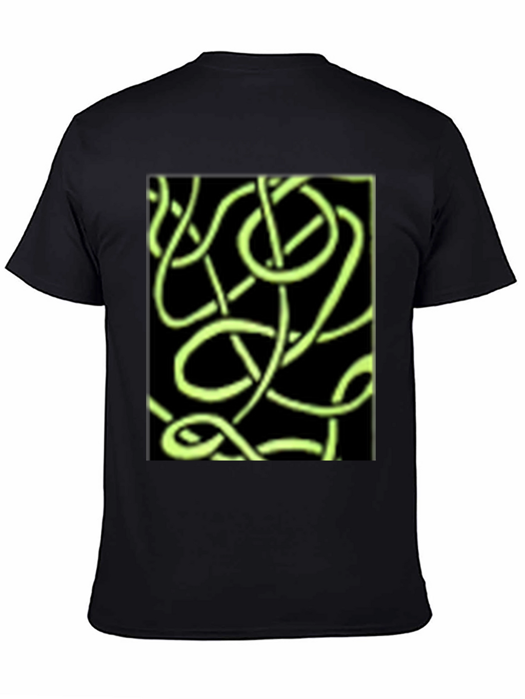 Abstract Neon Green Lines Graphic Black T-Shirt