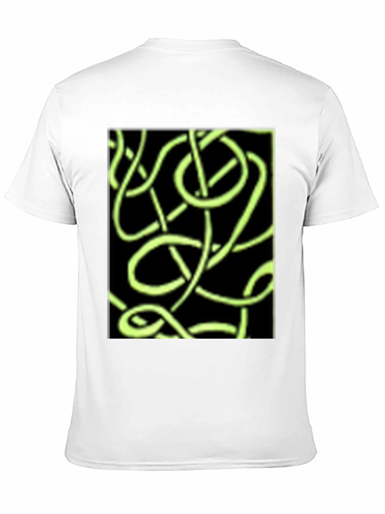 Abstract Neon Green Lines Graphic Black T-Shirt