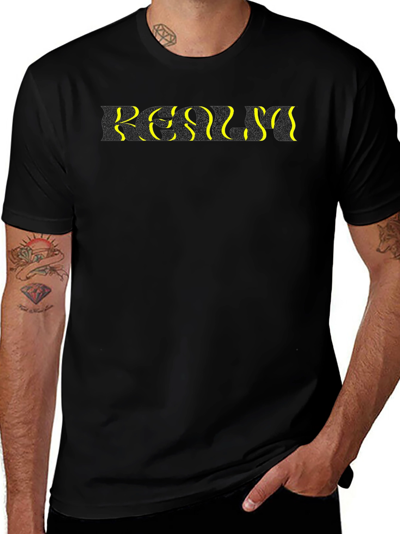 Abstract Text Black T-Shirt