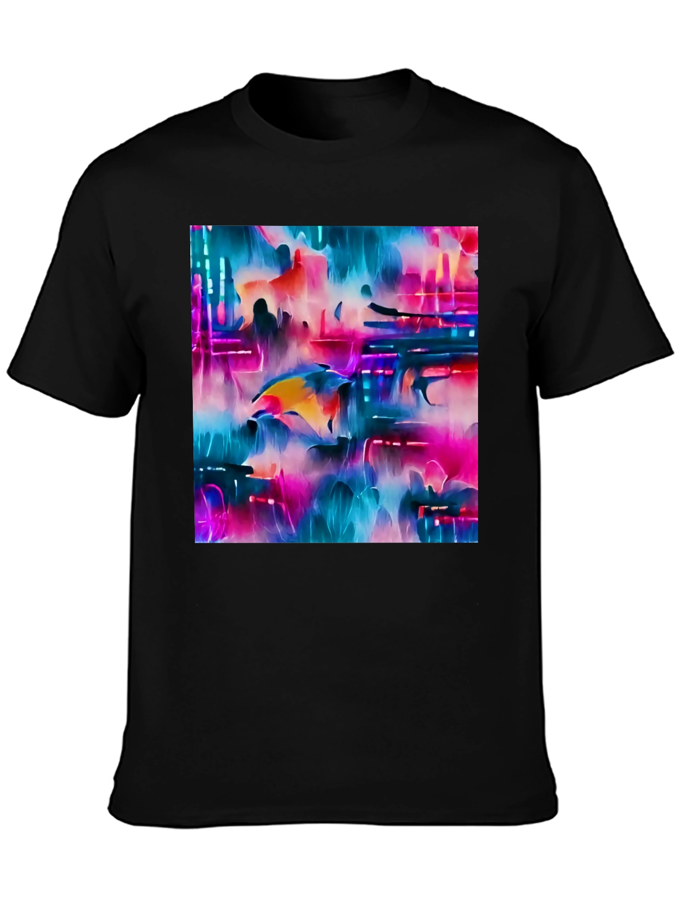 Abstract Dolphin Graphic Tee - Black Unisex T-Shirt