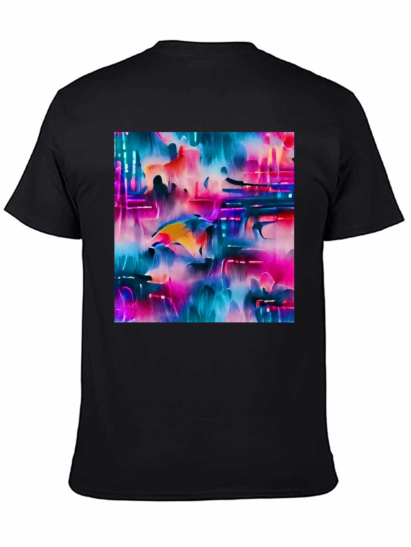 Abstract Dolphin Graphic Tee - Black Unisex T-Shirt