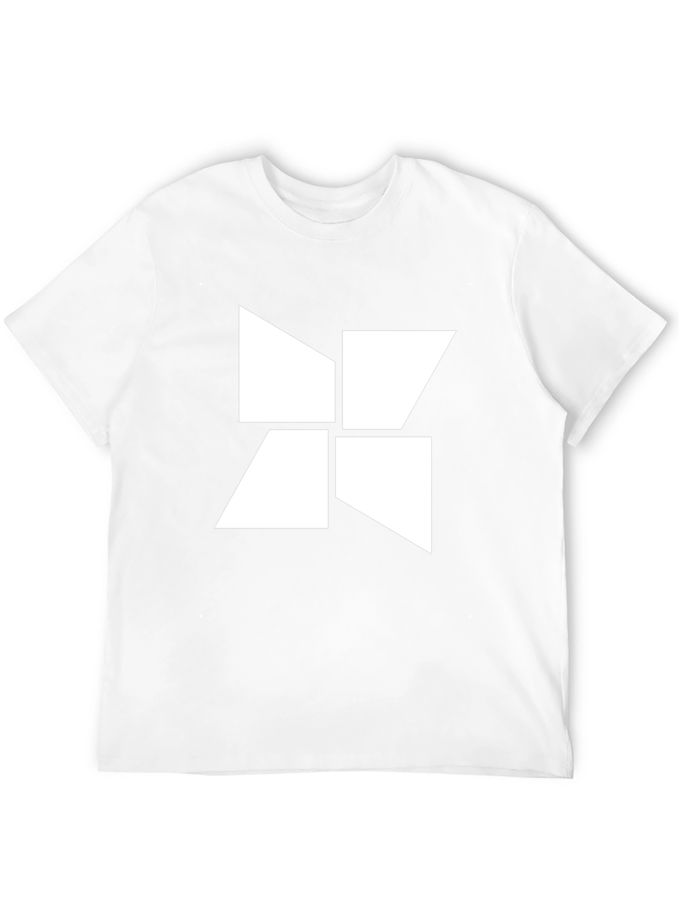 Abstract Geometric White Design Black T-Shirt