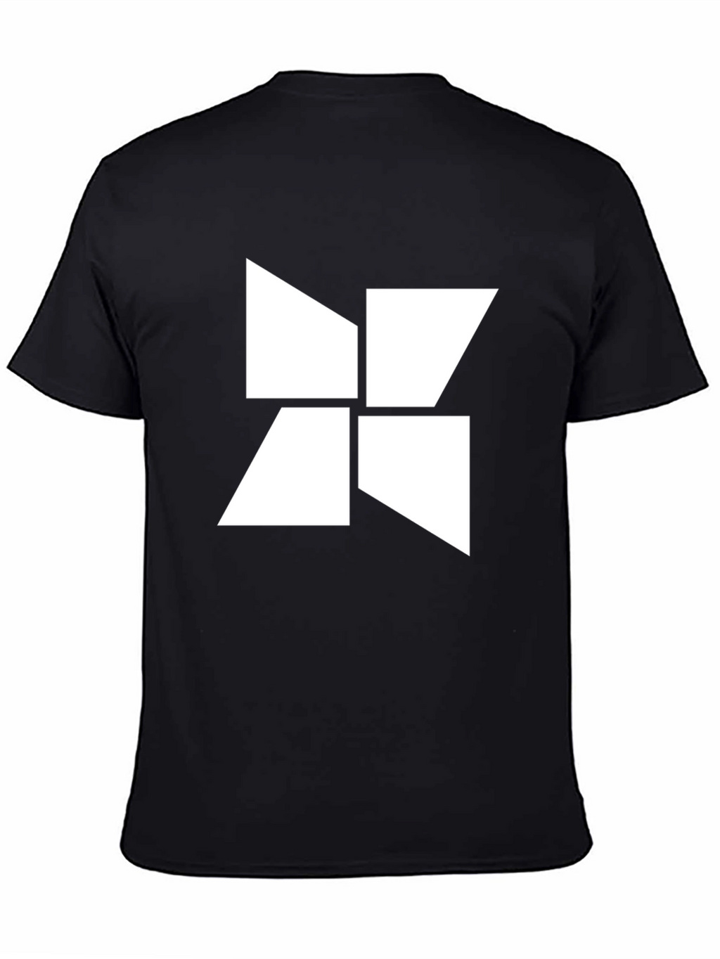 Abstract Geometric White Design Black T-Shirt