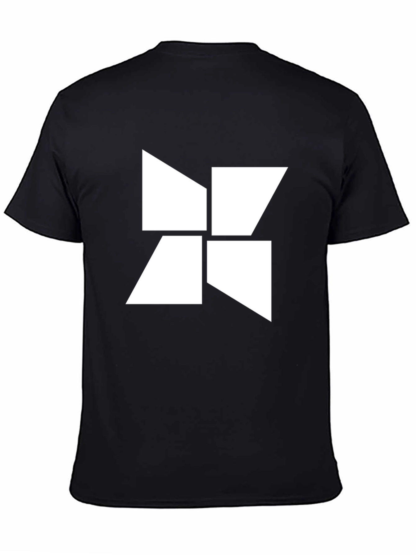 Abstract Geometric White Design Black T-Shirt