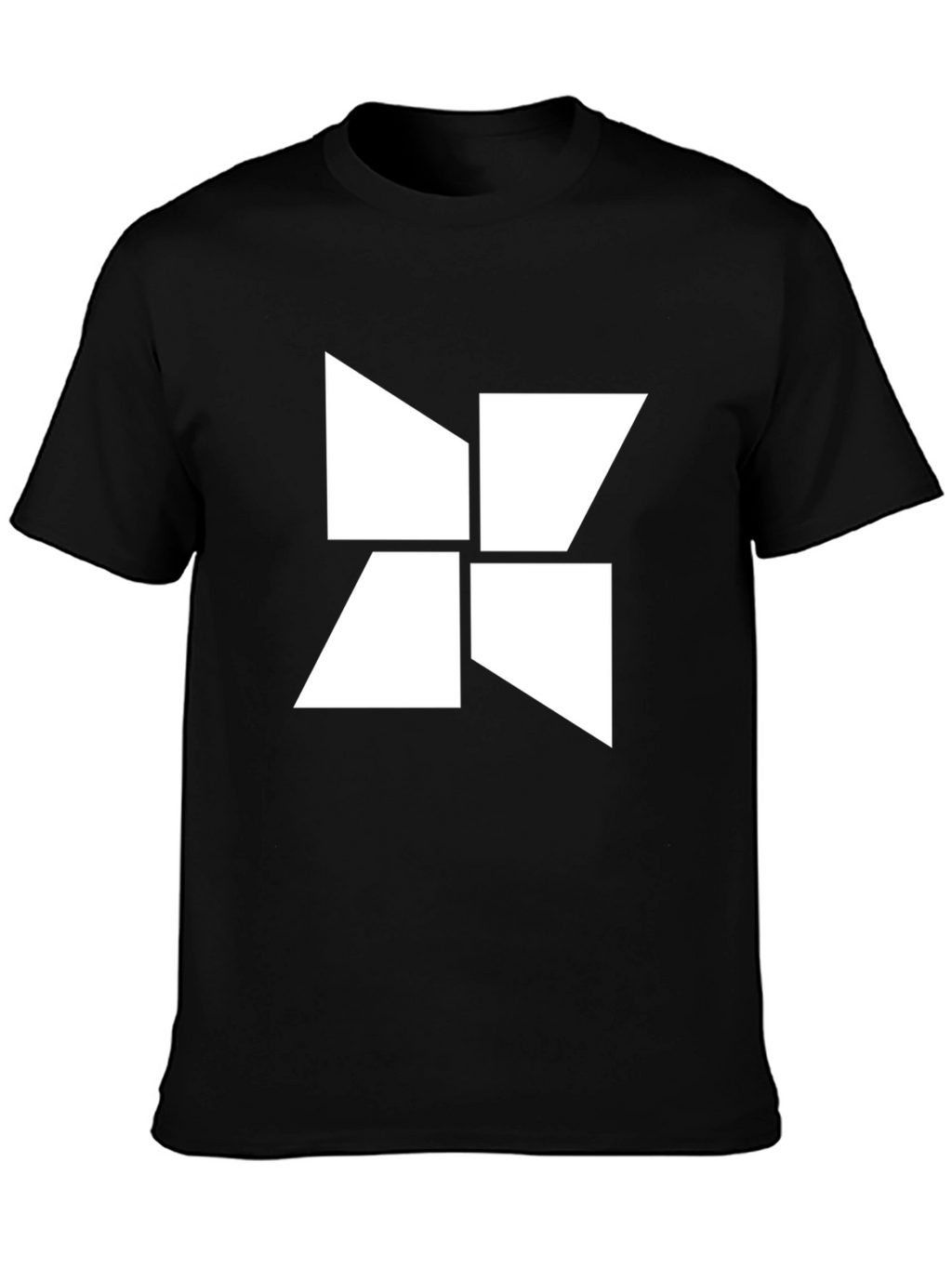 Abstract Geometric White Design Black T-Shirt