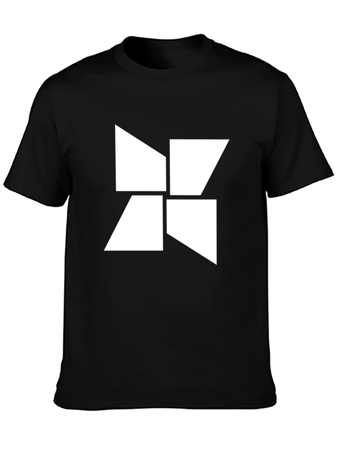 Abstract Geometric White Design Black T-Shirt