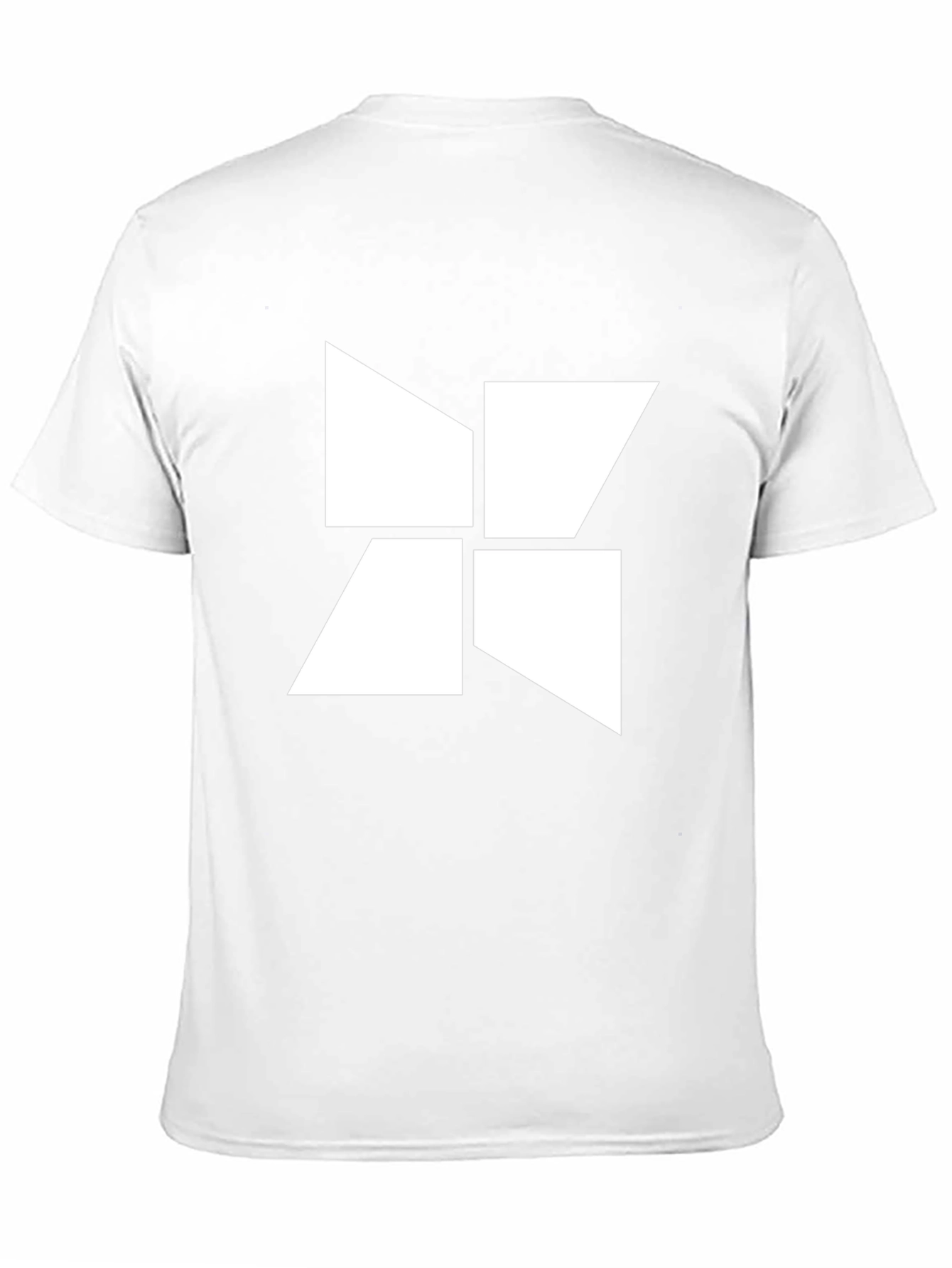 Abstract Geometric White Design Black T-Shirt