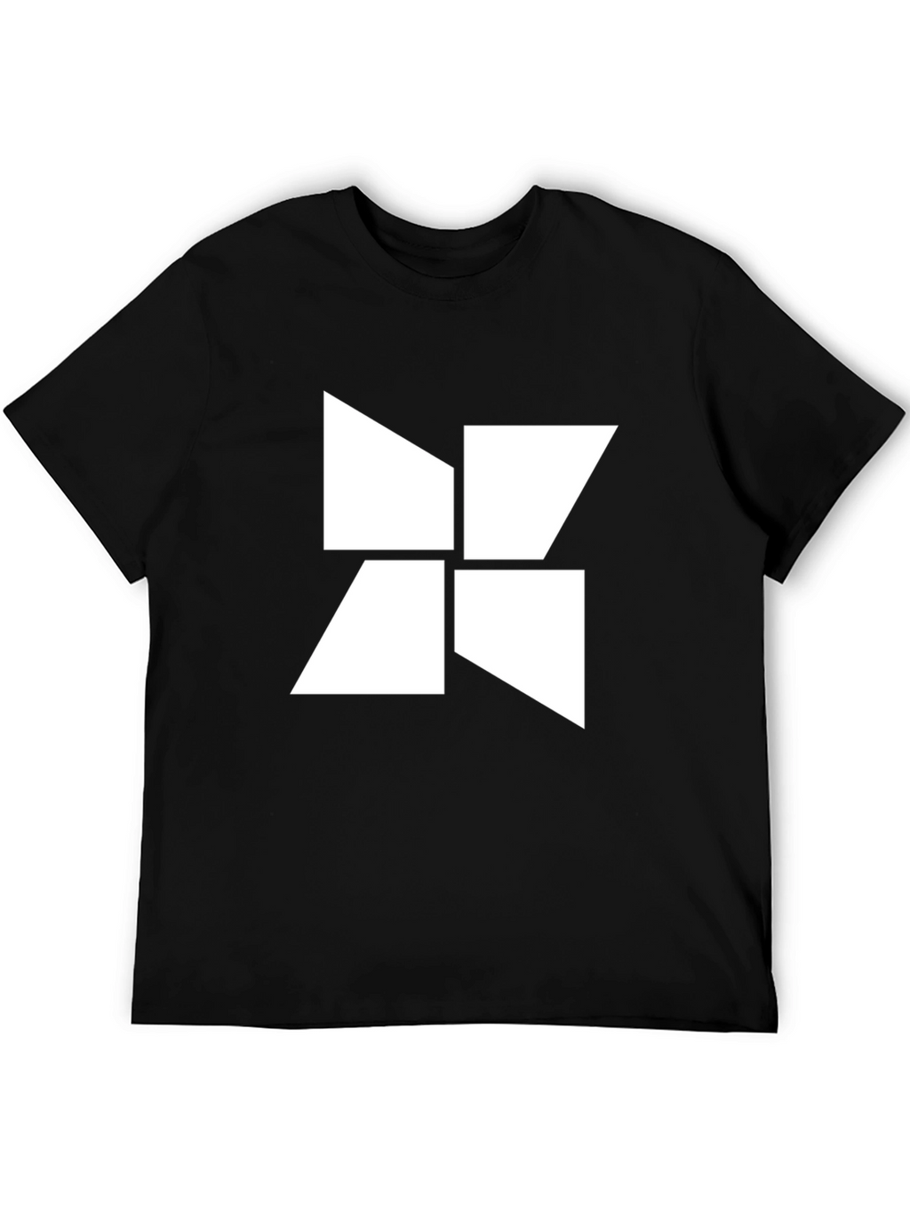 Abstract Geometric White Design Black T-Shirt