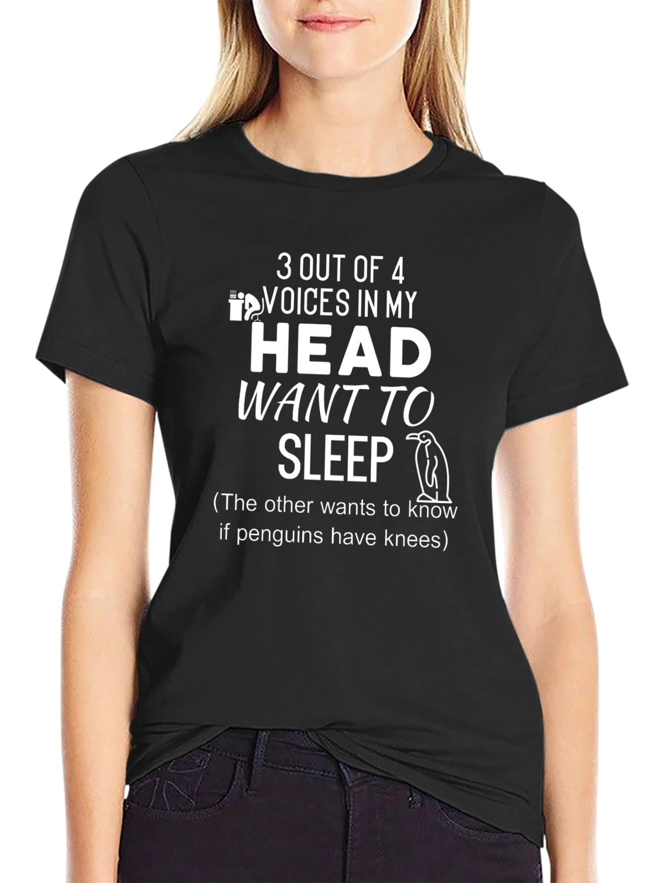 3 Out of 4 Voices T-Shirt - Funny Penguin Tee