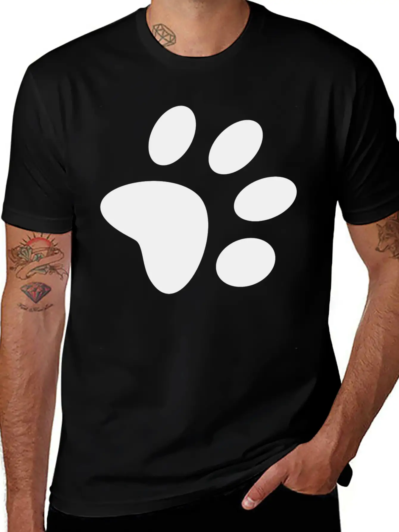 A Black Large Paw Vector Classic Cotton Tee – Unisex Comfort For Any Season
