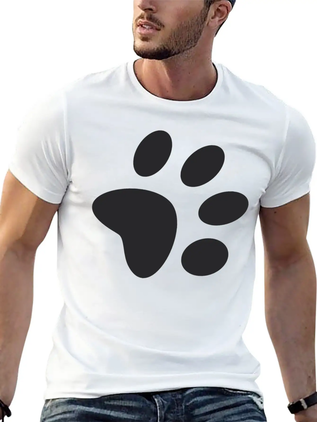 A Black Large Paw Vector Classic Cotton Tee – Unisex Comfort For Any Season