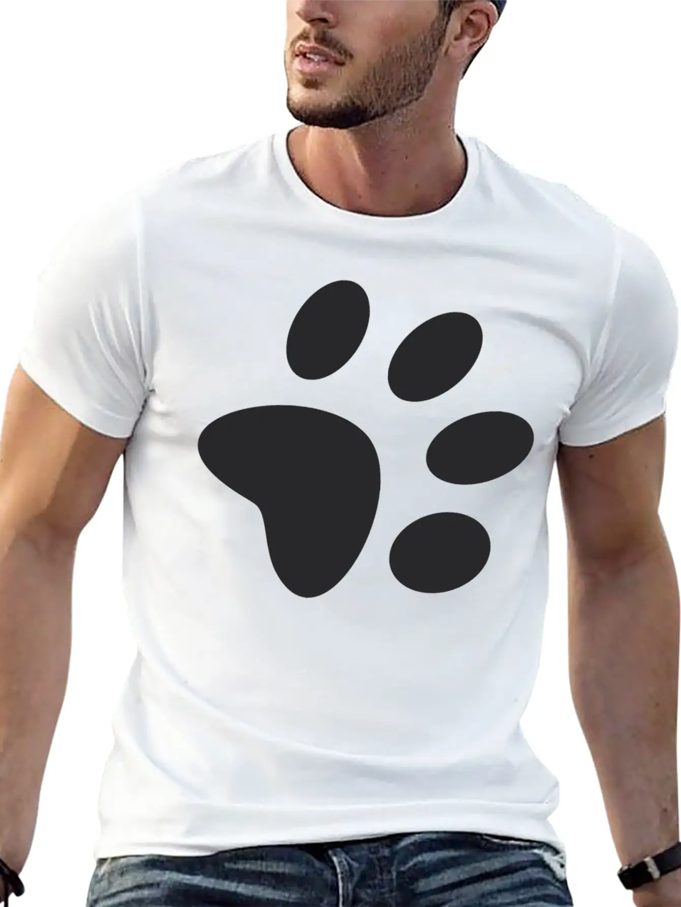 A Black Large Paw Vector Classic Cotton Tee – Unisex Comfort For Any Season