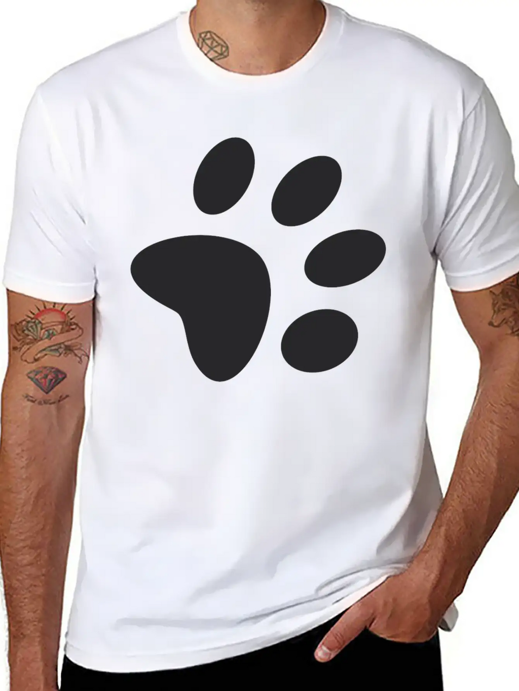A Black Large Paw Vector Classic Cotton Tee – Unisex Comfort For Any Season