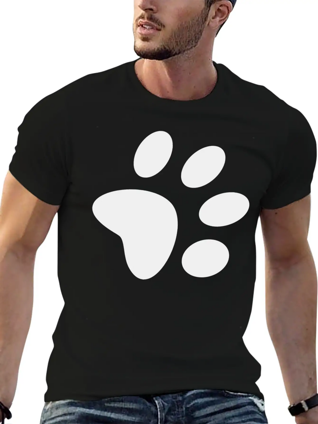 A Black Large Paw Vector Classic Cotton Tee – Unisex Comfort For Any Season