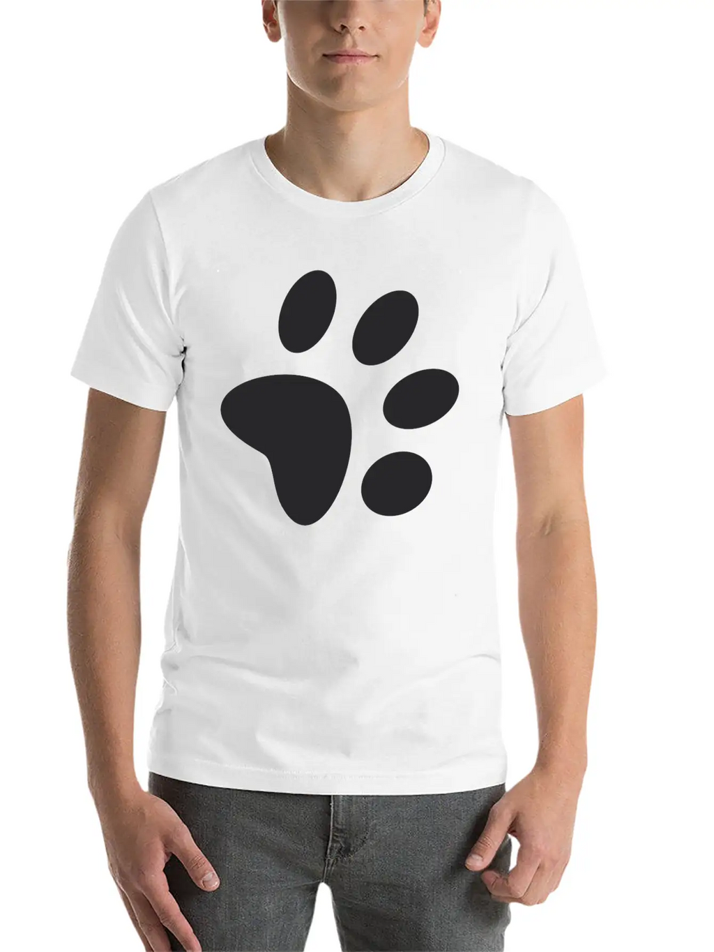 A Black Large Paw Vector Classic Cotton Tee – Unisex Comfort For Any Season