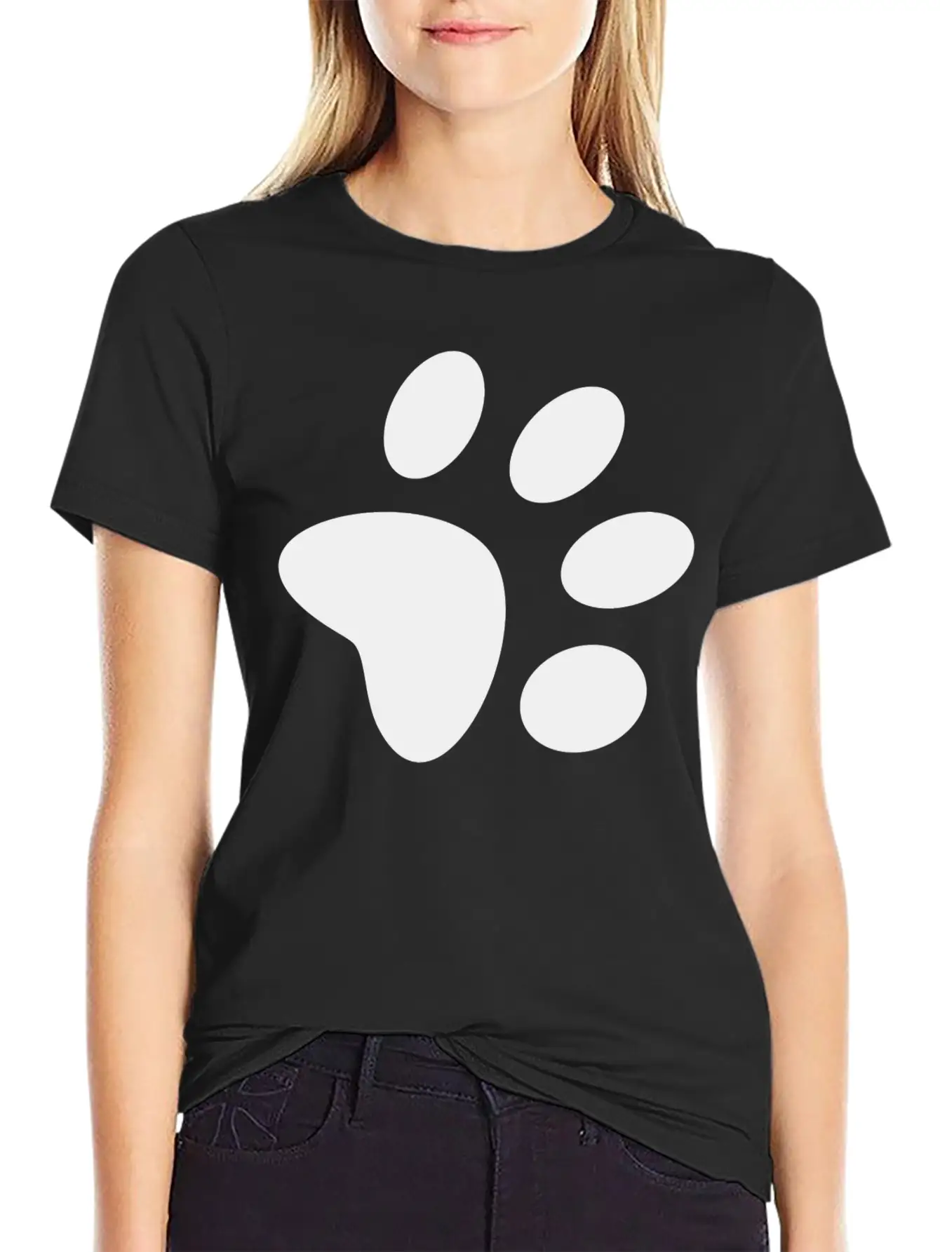 A Black Large Paw Vector Classic Cotton Tee – Unisex Comfort For Any Season