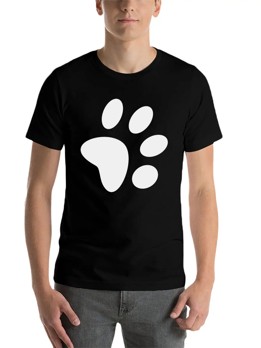 A Black Large Paw Vector Classic Cotton Tee – Unisex Comfort For Any Season