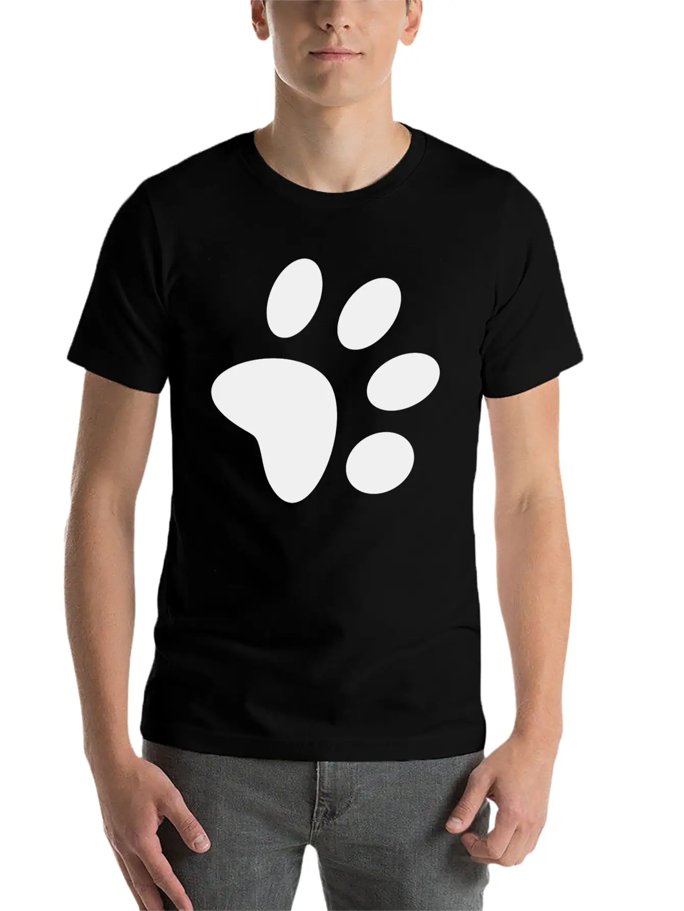 A Black Large Paw Vector Classic Cotton Tee – Unisex Comfort For Any Season