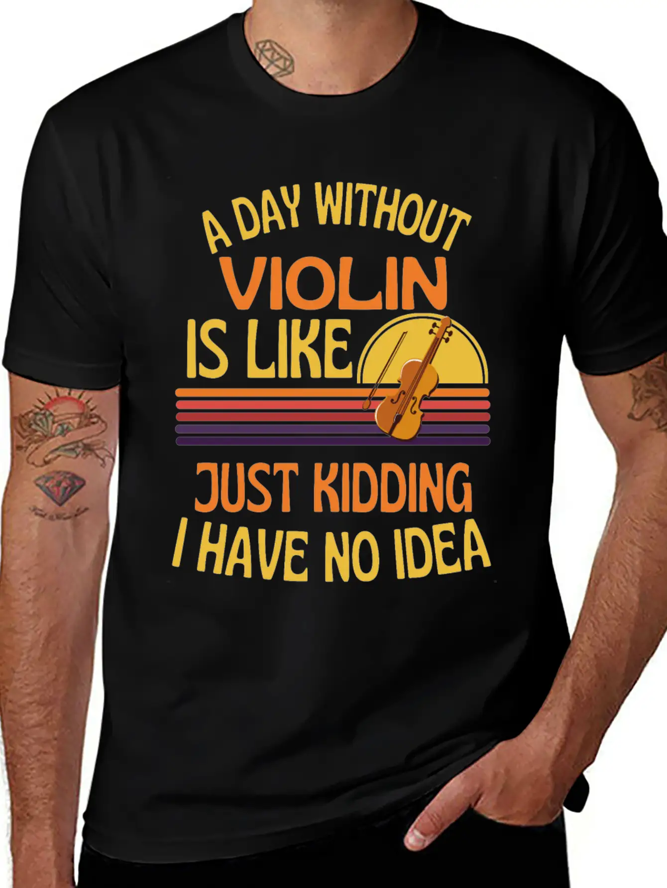 A Day Without Violin Funny Violin Unisex Short Sleeve Soft Cotton T-Shirt – Casual Everyday Wear