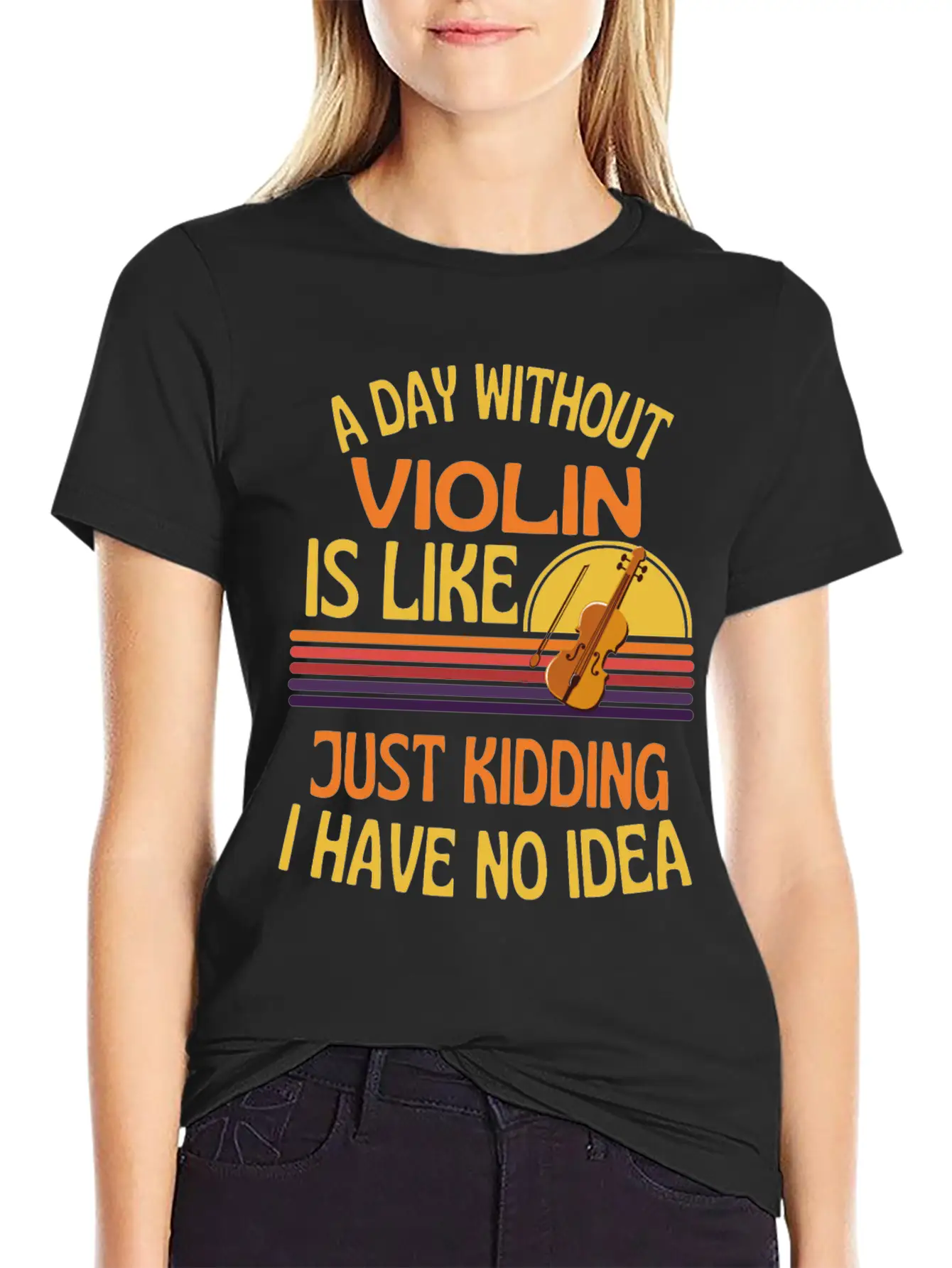 A Day Without Violin Funny Violin Unisex Short Sleeve Soft Cotton T-Shirt – Casual Everyday Wear