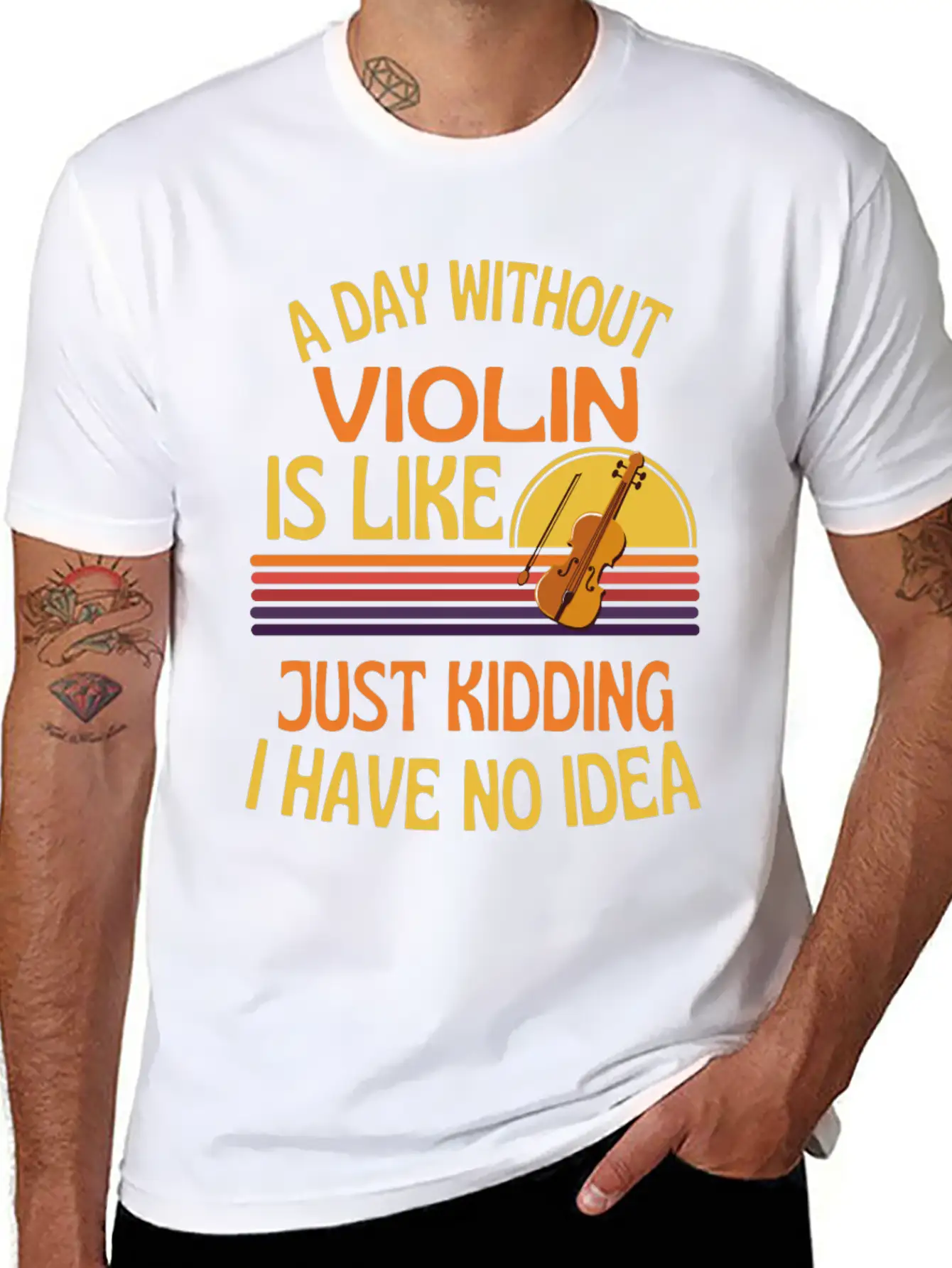A Day Without Violin Funny Violin Unisex Short Sleeve Soft Cotton T-Shirt – Casual Everyday Wear