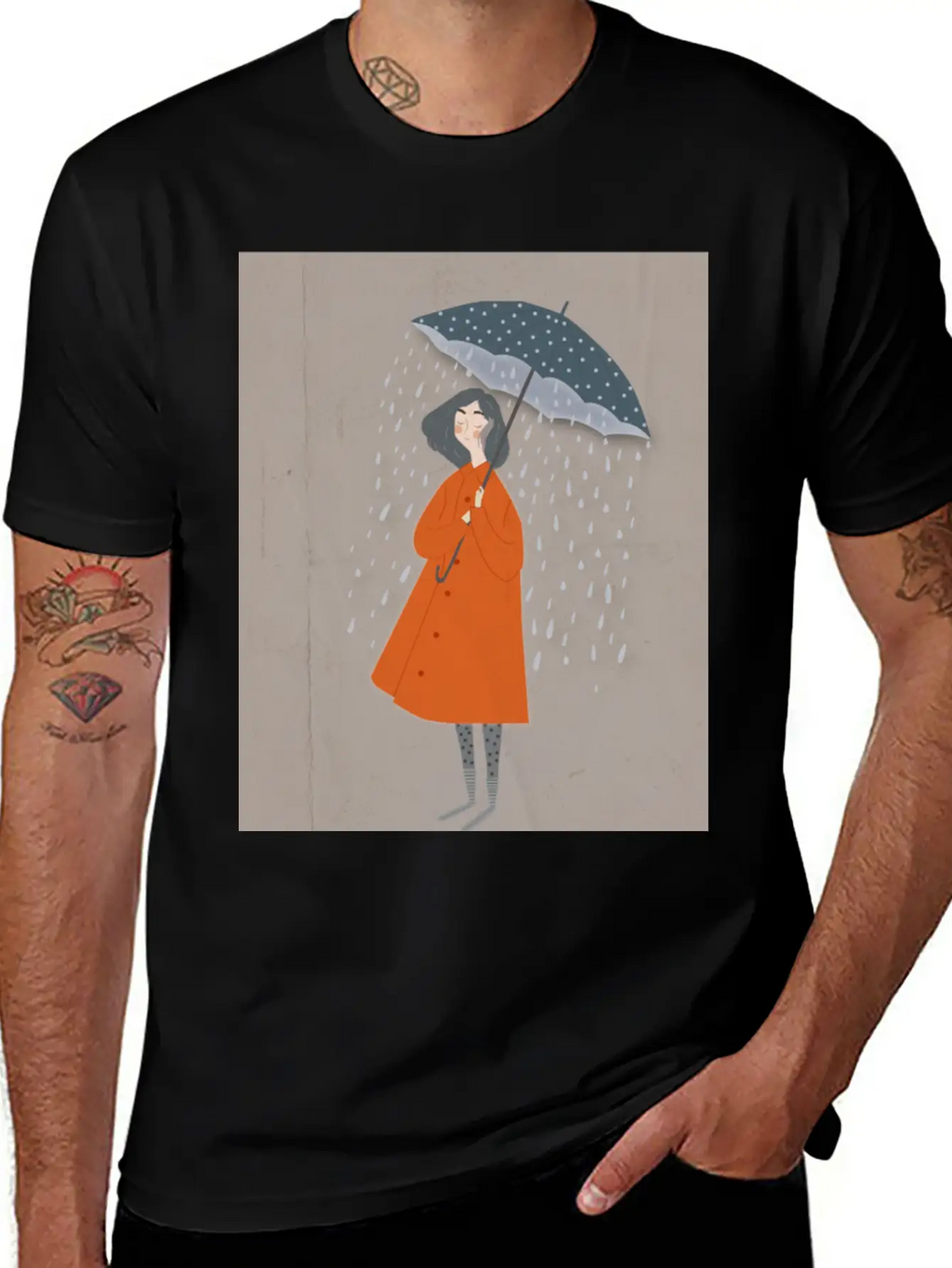 A Girl In The Rain. Classic Crew Neck Graphic Tee – Everyday Minimal Look