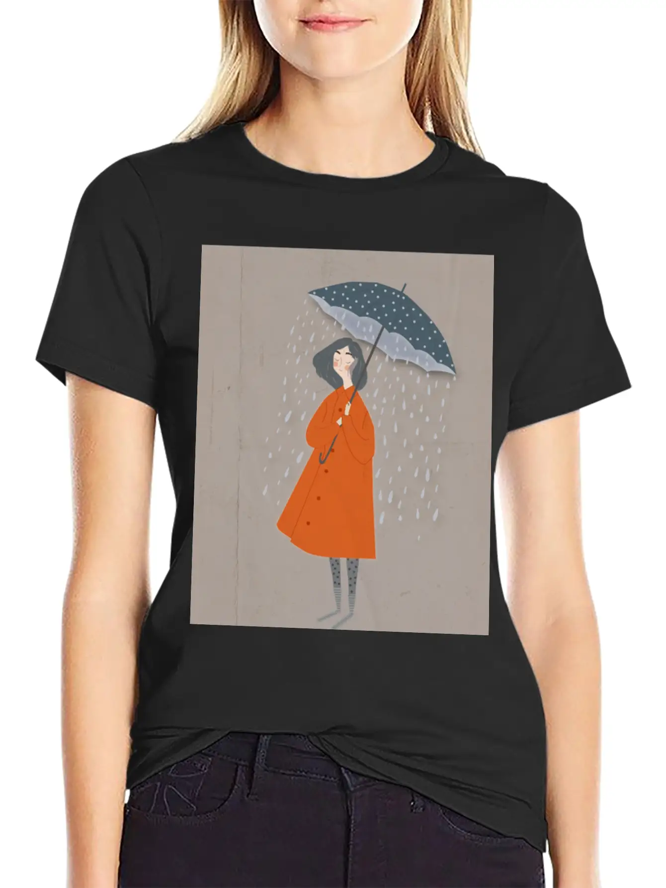 A Girl In The Rain. Classic Crew Neck Graphic Tee – Everyday Minimal Look